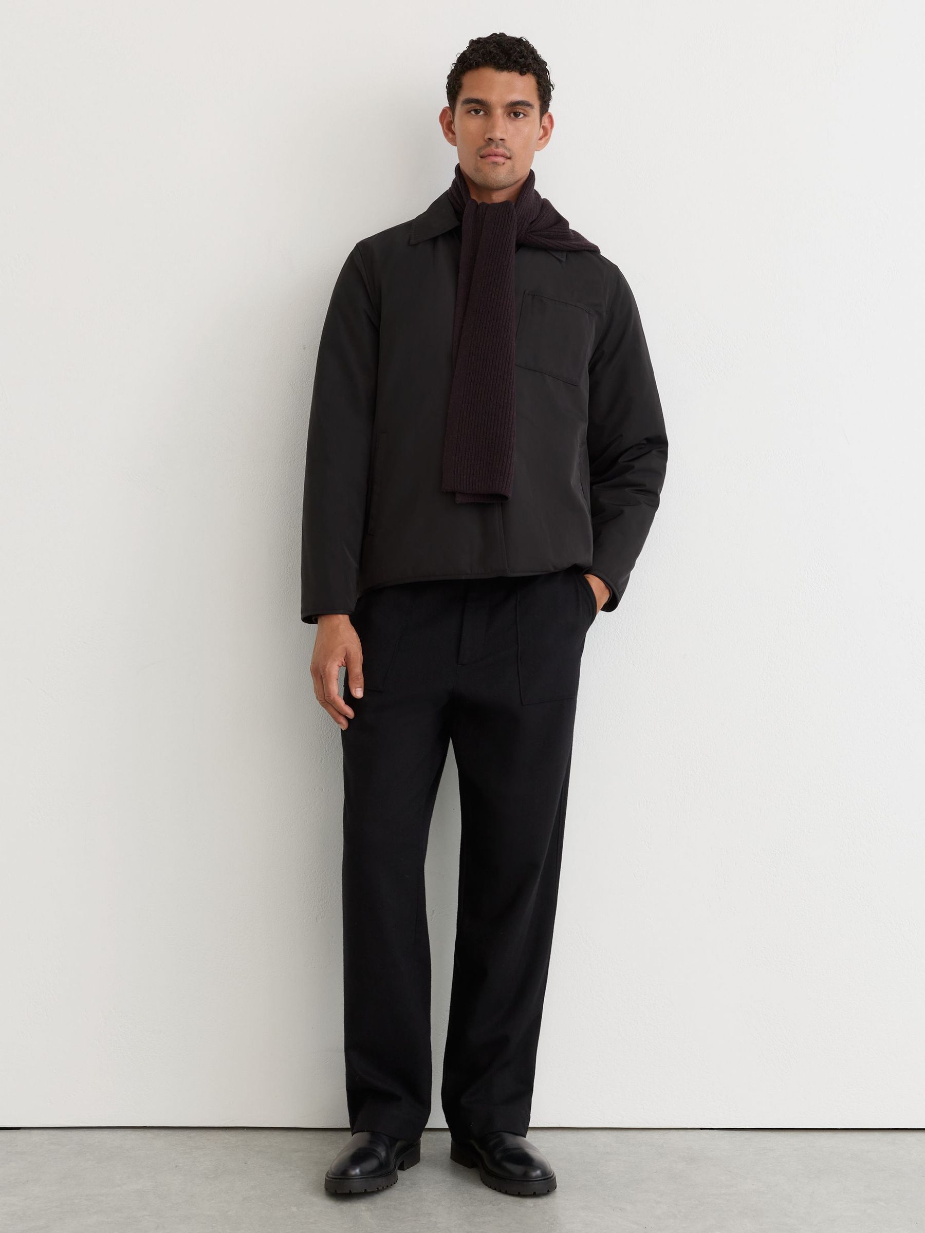 Lightly-Padded Patch-Pocket Overshirt in Black - Image 7 of 8