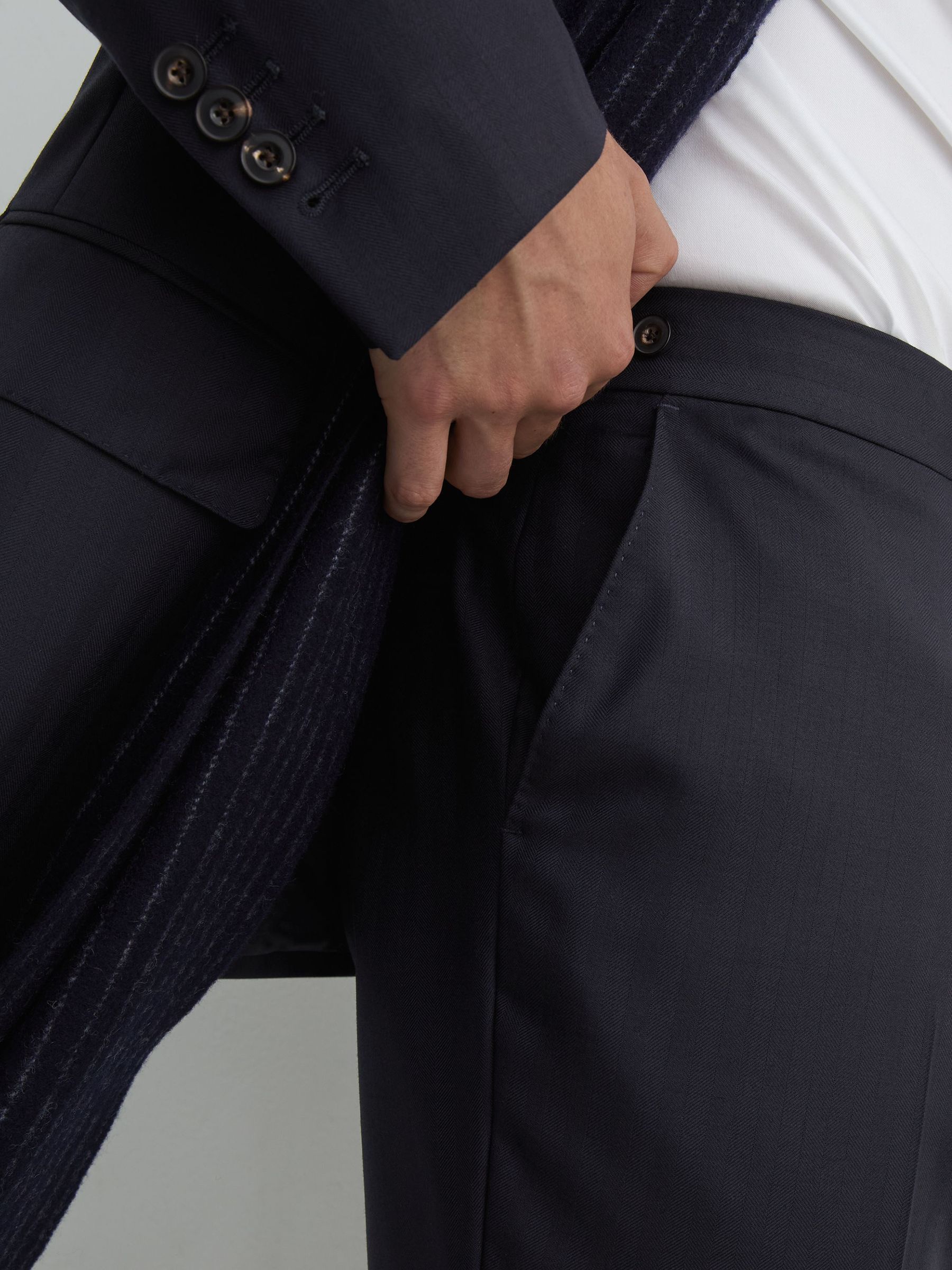 Wool Shadow-Stripe Classic-Fit Suit Trousers in Navy - Image 4 of 7