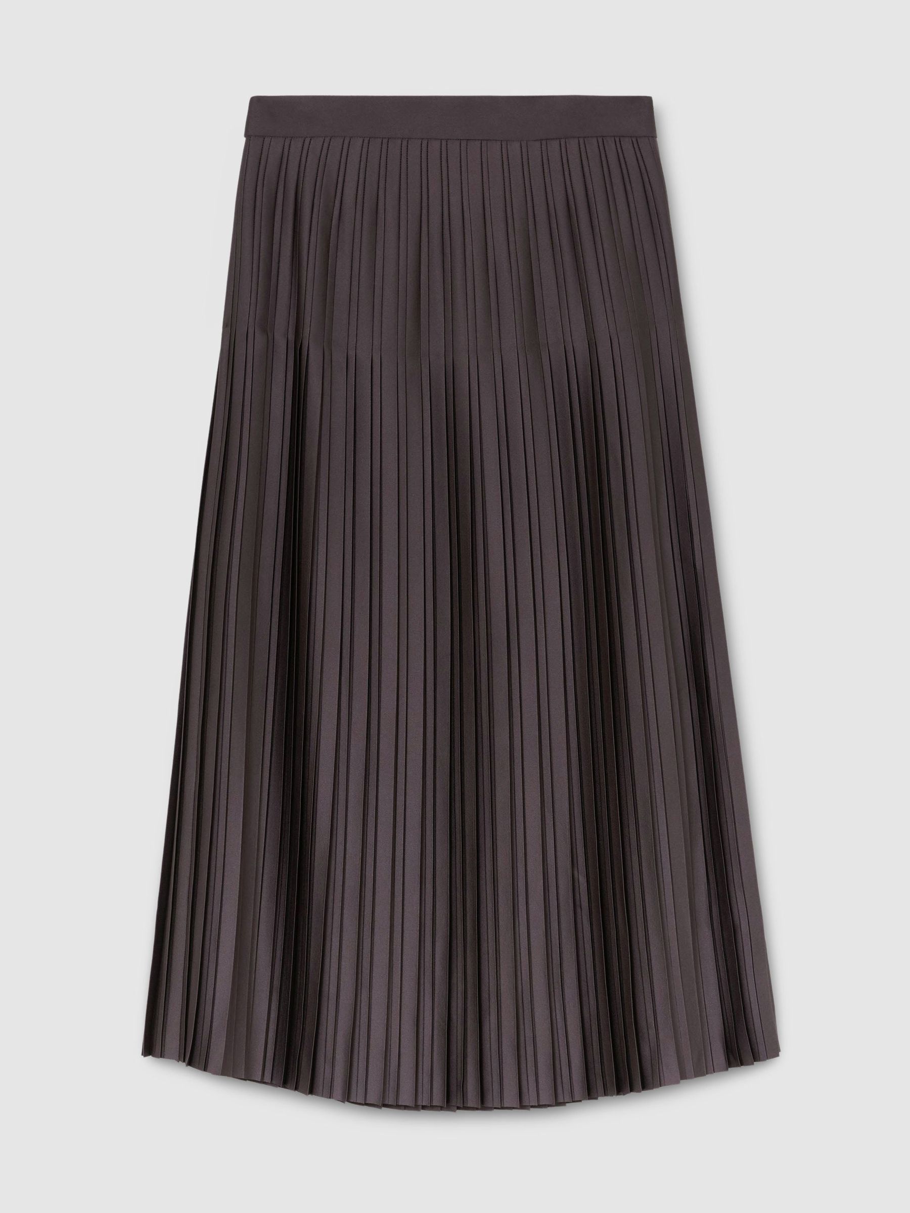 Petite Satin Pleated Midi Skirt in Mauve - Image 2 of 6