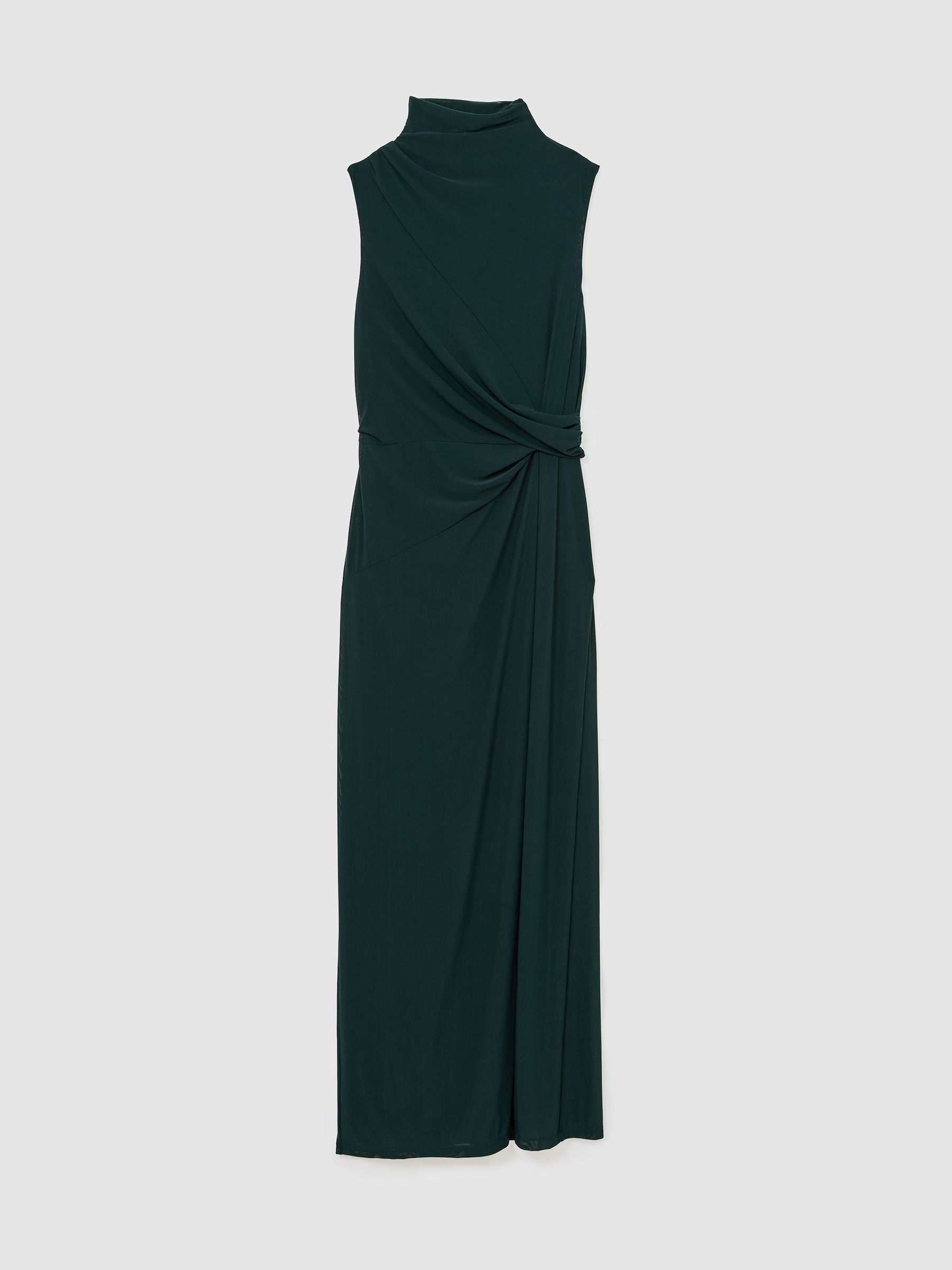 Petite Draped-Detail Sleeveless Maxi Dress in Teal Green - Image 2 of 9