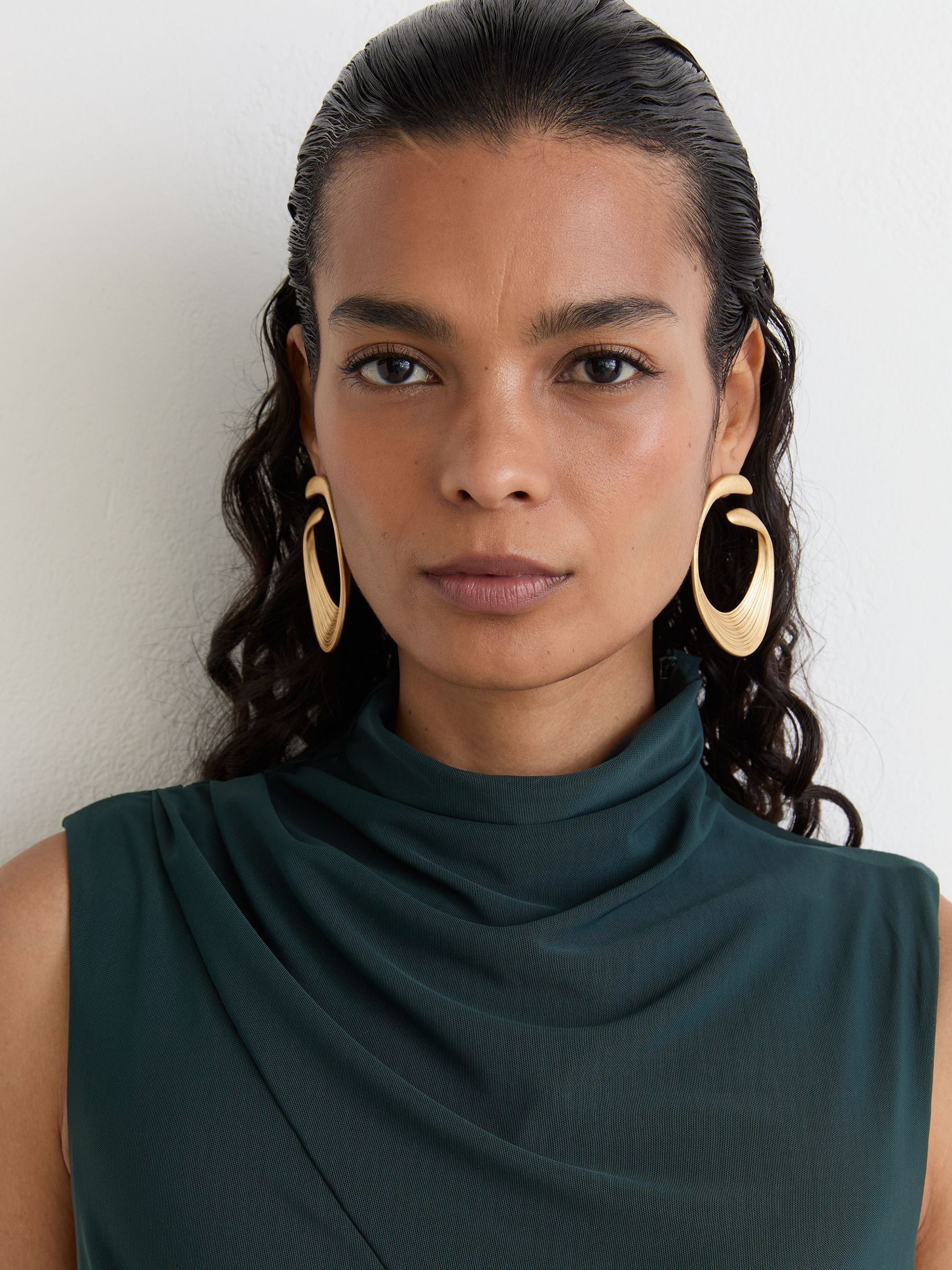 Petite Draped-Detail Sleeveless Maxi Dress in Teal Green - Image 5 of 9