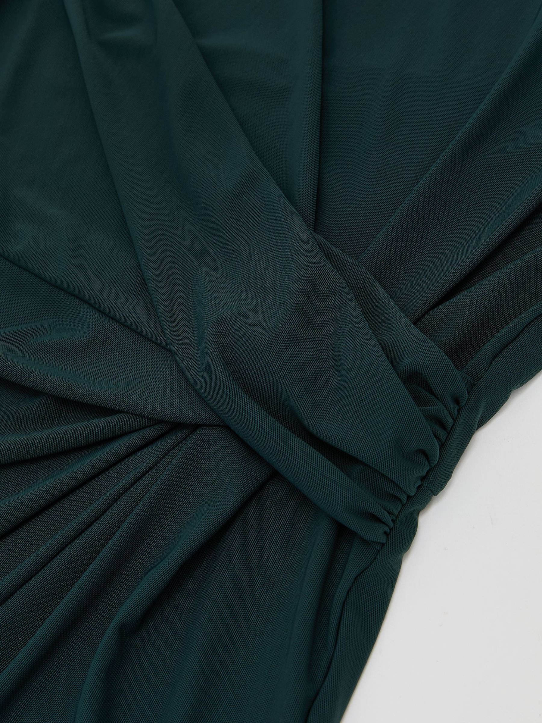 Petite Draped-Detail Sleeveless Maxi Dress in Teal Green - Image 8 of 9