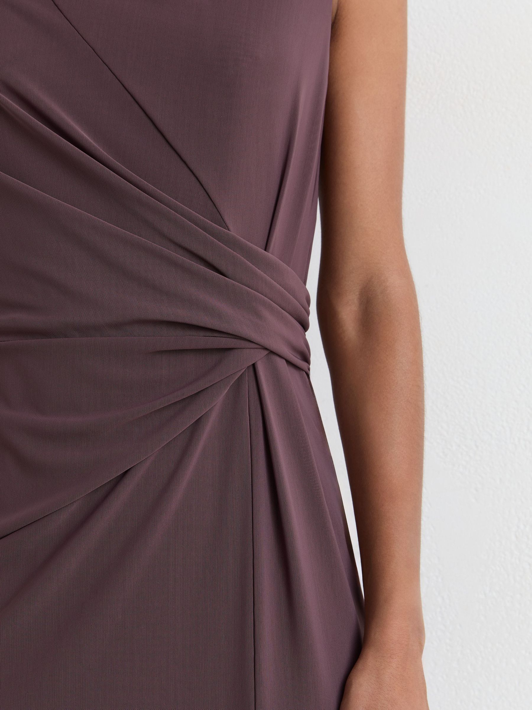 Draped-Detail Sleeveless Maxi Dress in Taupe Brown - Obrázek 3 z 6