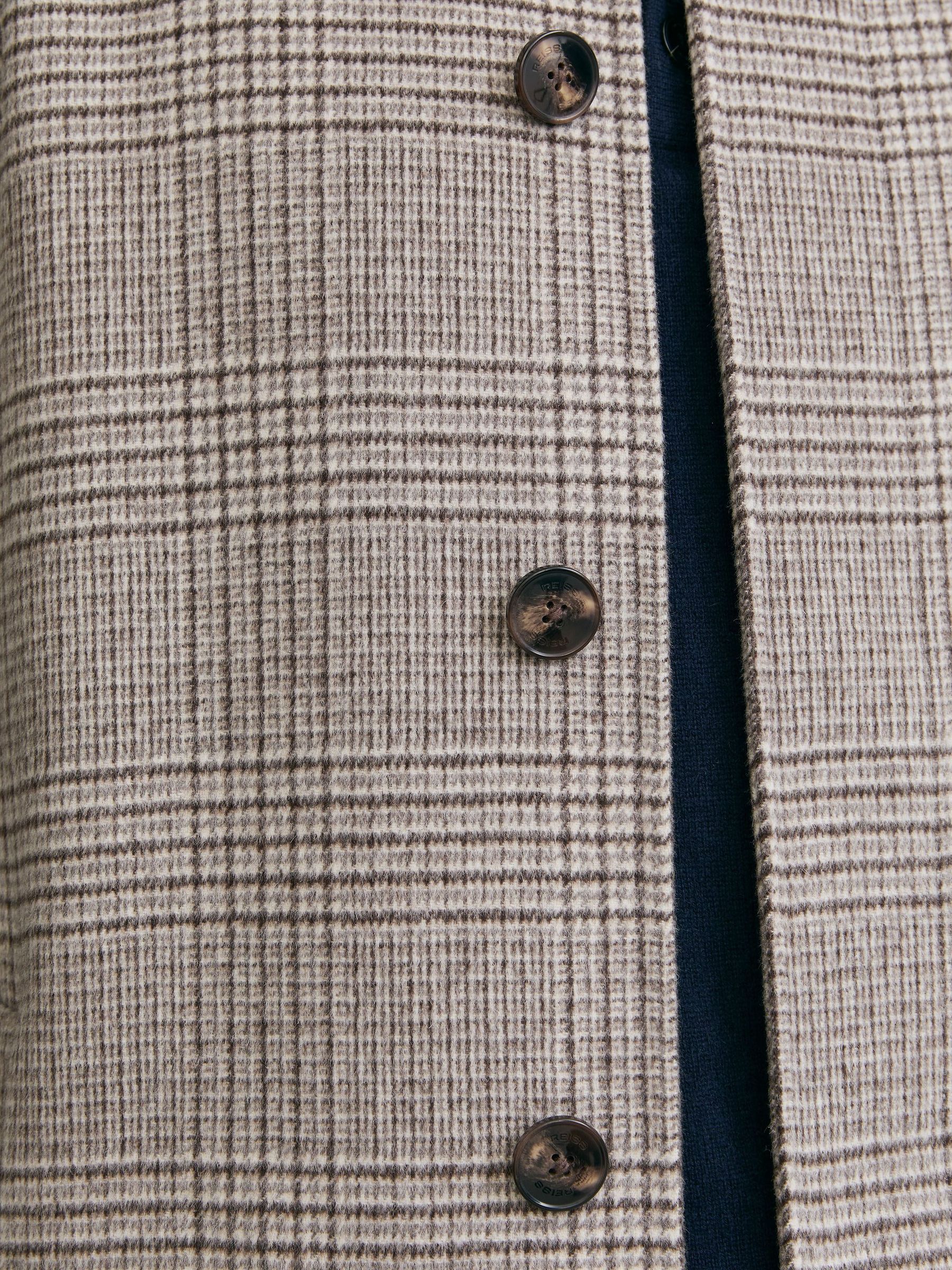 Wool-Blend Check Single-Breasted Overcoat in Stone Check - Image 10 of 11