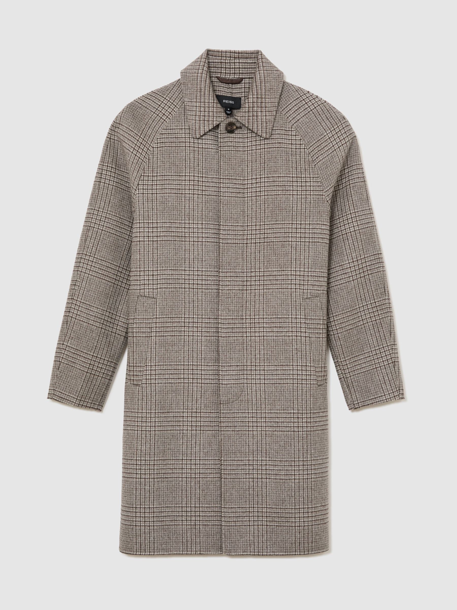Wool-Blend Check Single-Breasted Overcoat in Stone Check - Image 2 of 9 Wool-Blend Check Single-Breasted Overcoat in Stone Check - Image 2 of 9