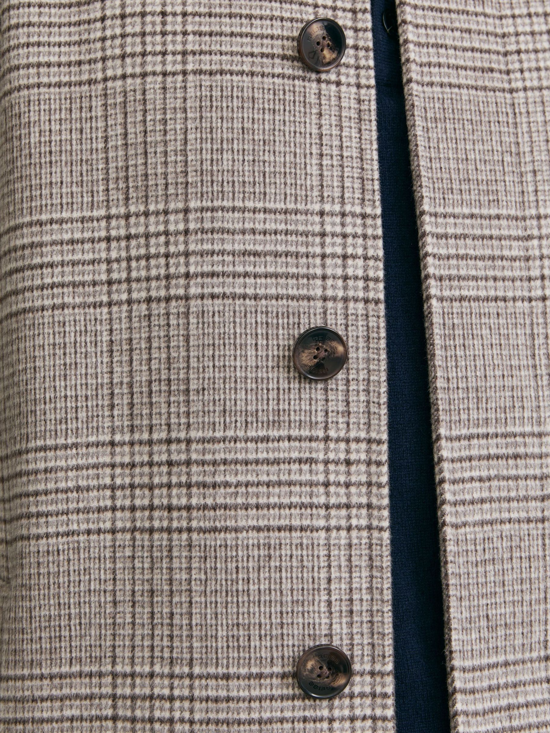 Wool-Blend Check Single-Breasted Overcoat in Stone Check - Image 8 of 9