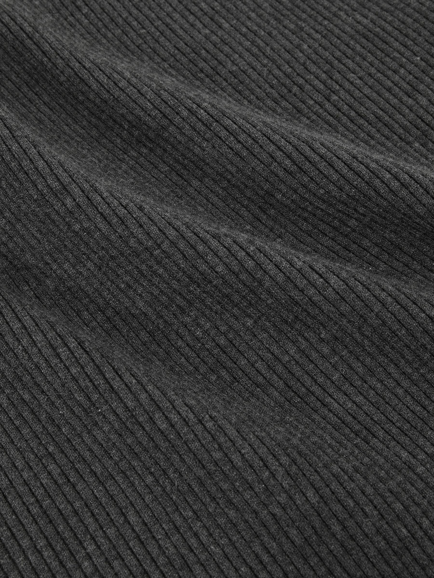 Off-The-Shoulder Ribbed Midi Dress in Charcoal Grey - Image 6 of 6