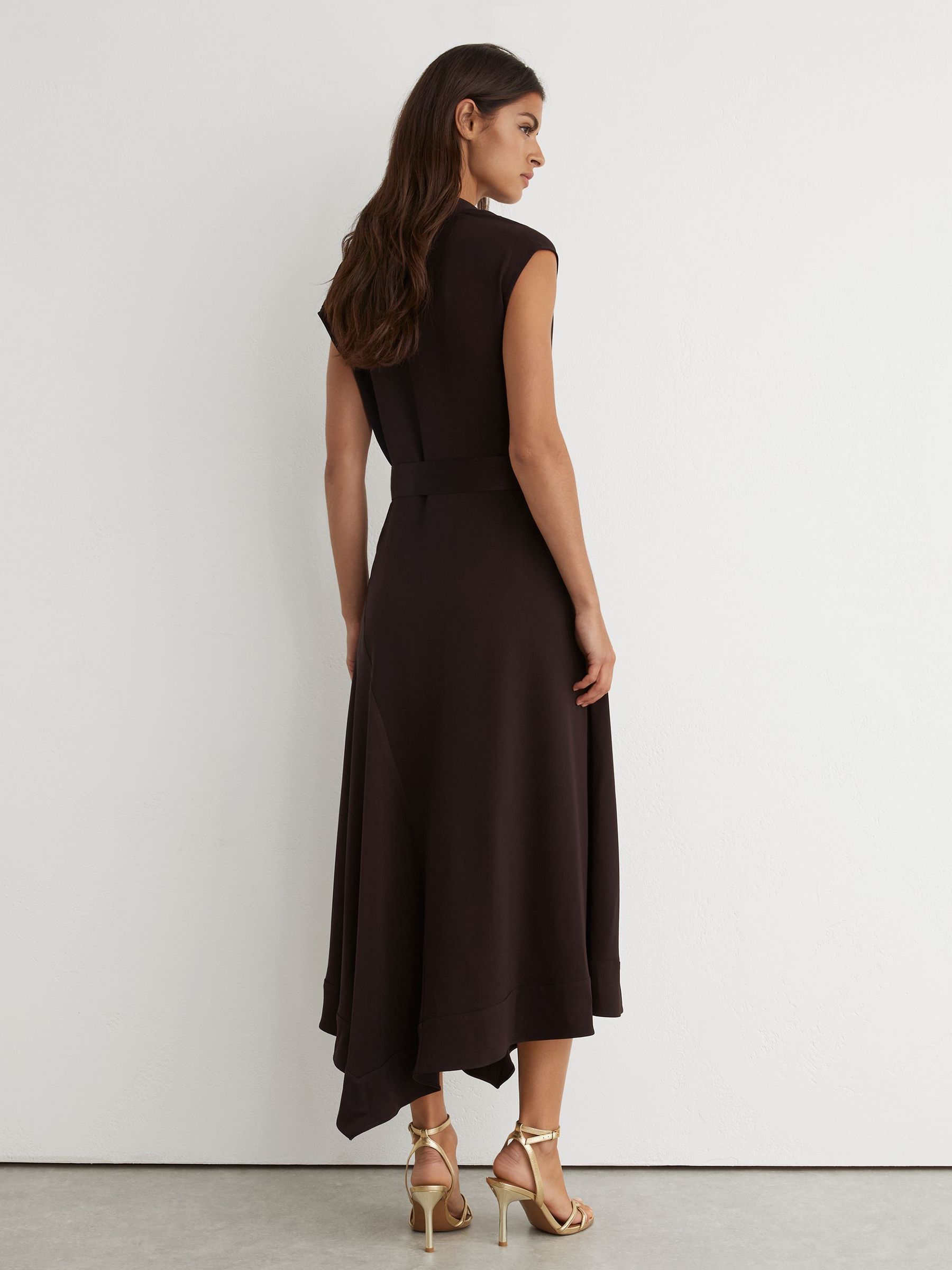 Cowl-Neck Tie-Waist Midi Dress in Grape Burgundy - Image 7 of 8