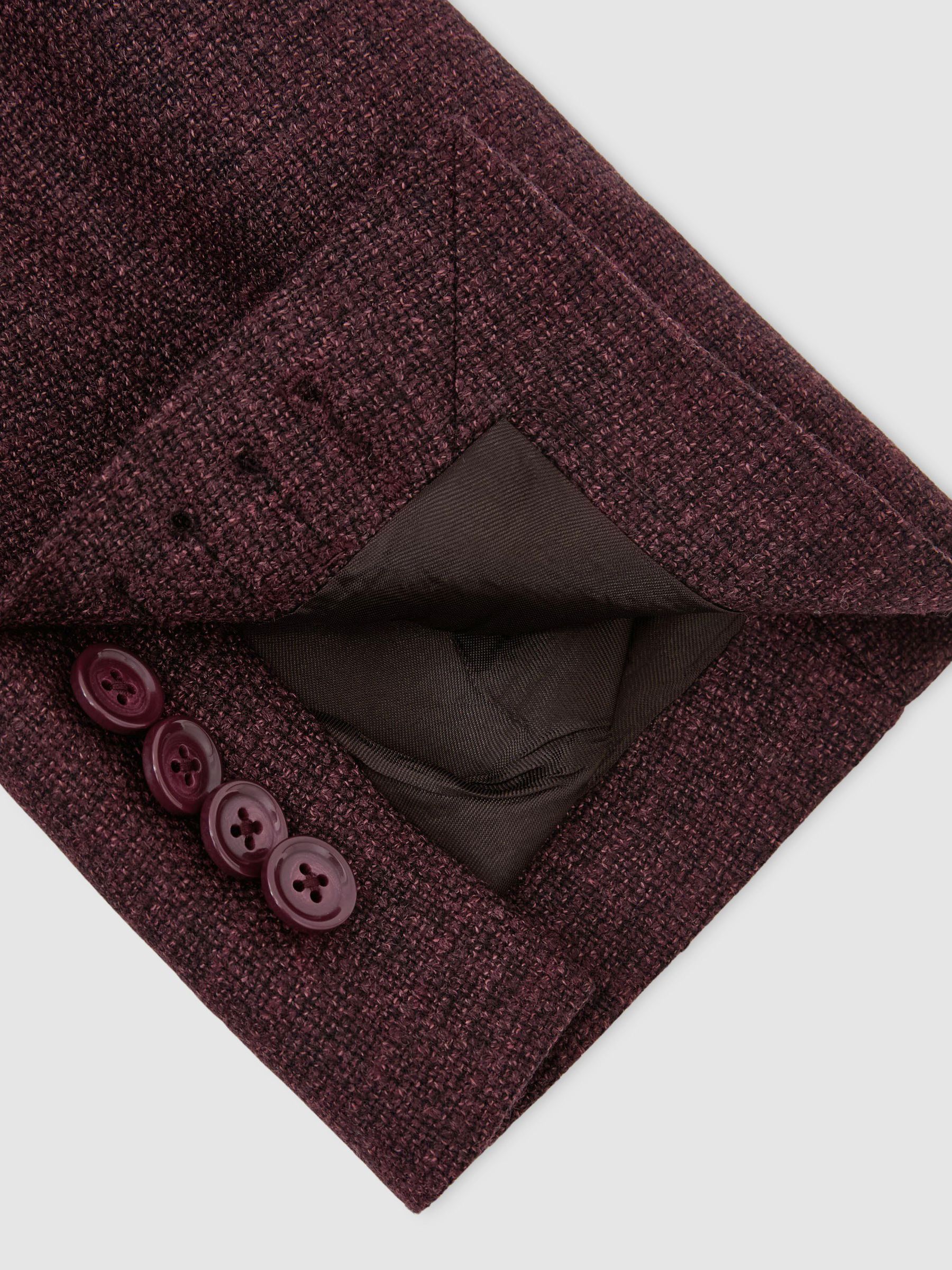 Wool Hopsack Single-Breasted Blazer Tailored-Fit in Bordeaux - Image 7 de 8
