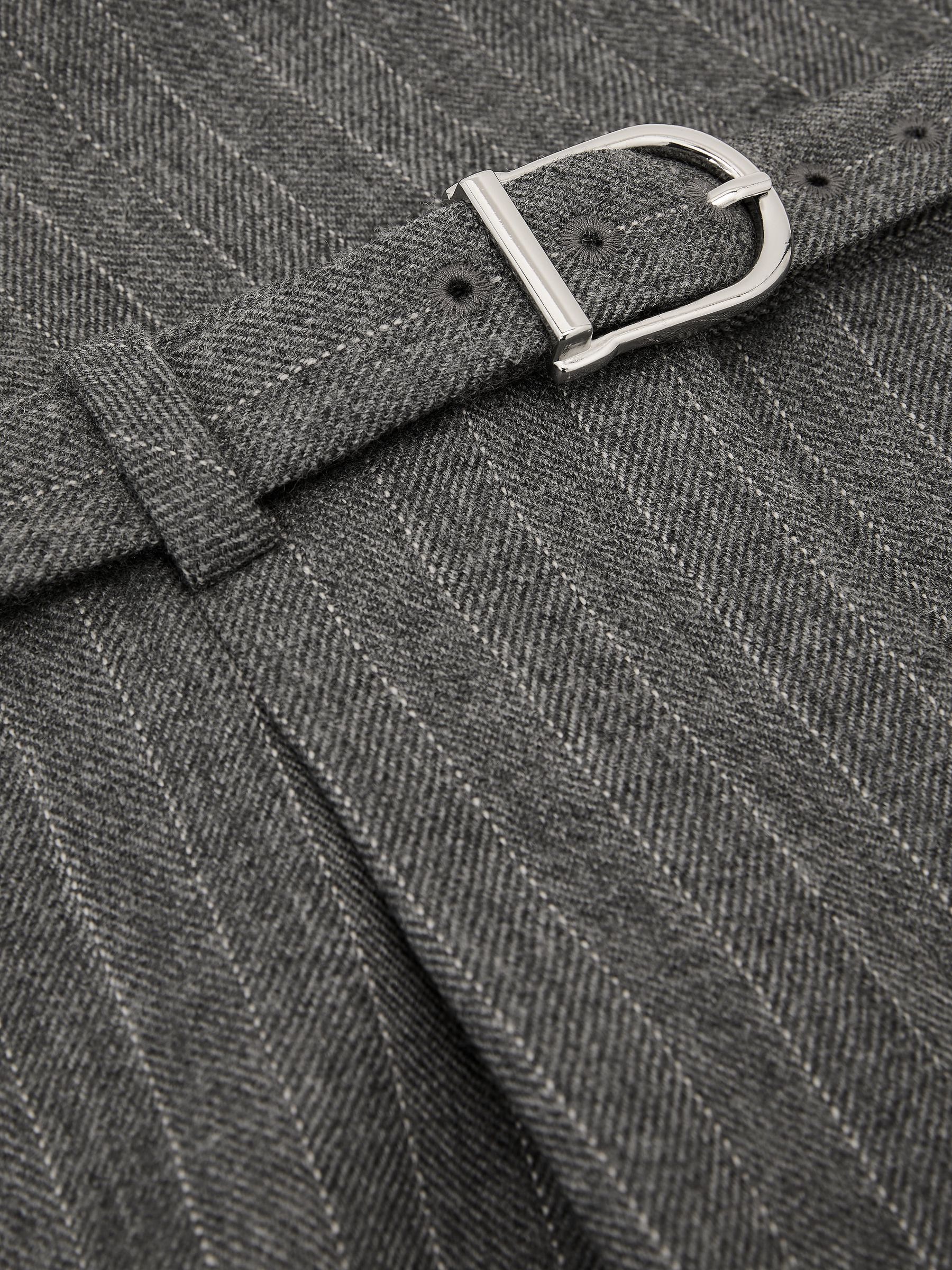 Wool Pinstripe Belted Pencil Skirt in Grey - Image 9 of 9