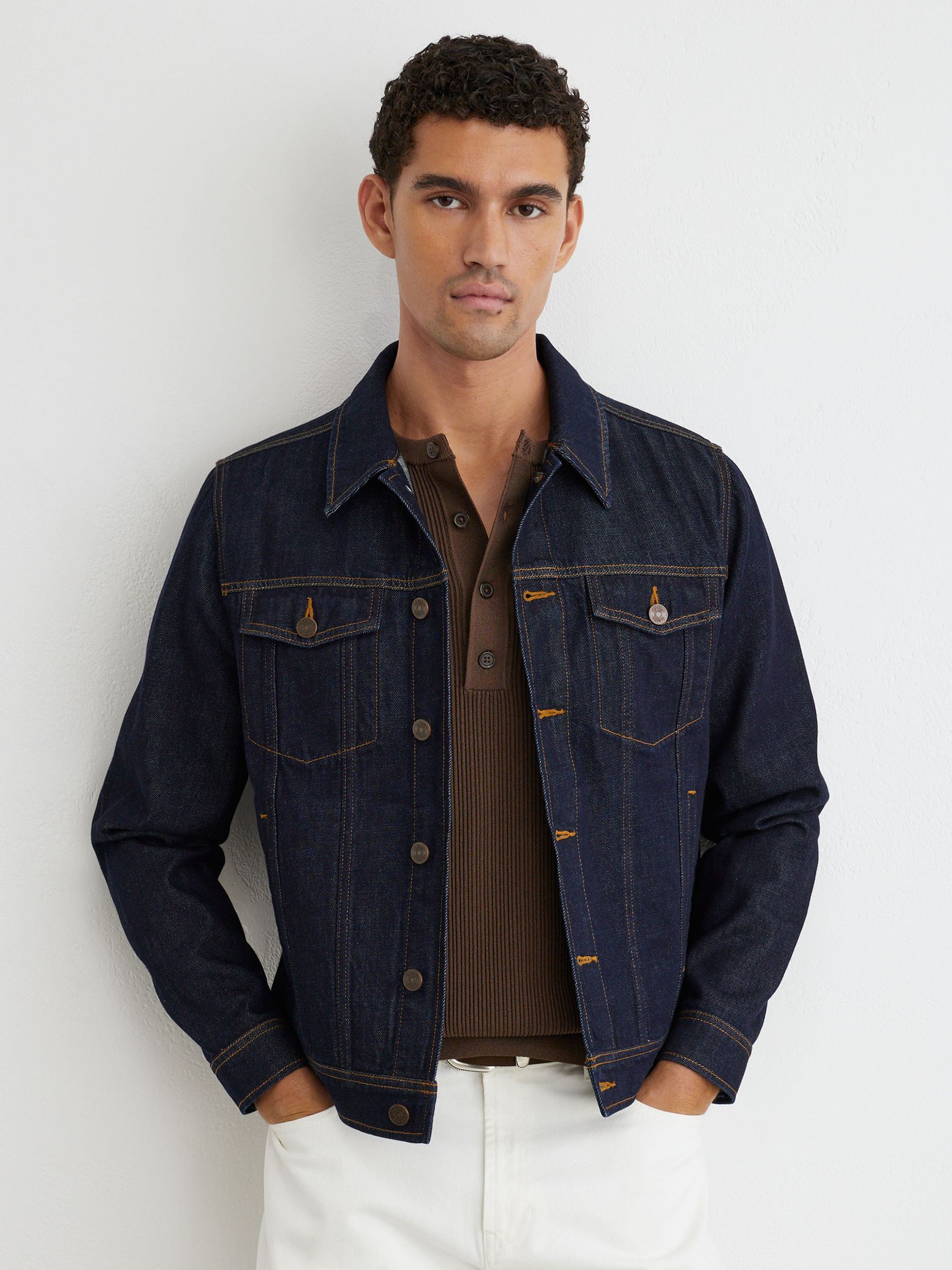 Veste en jean style camionneur indigo foncé - Image 1 de 7