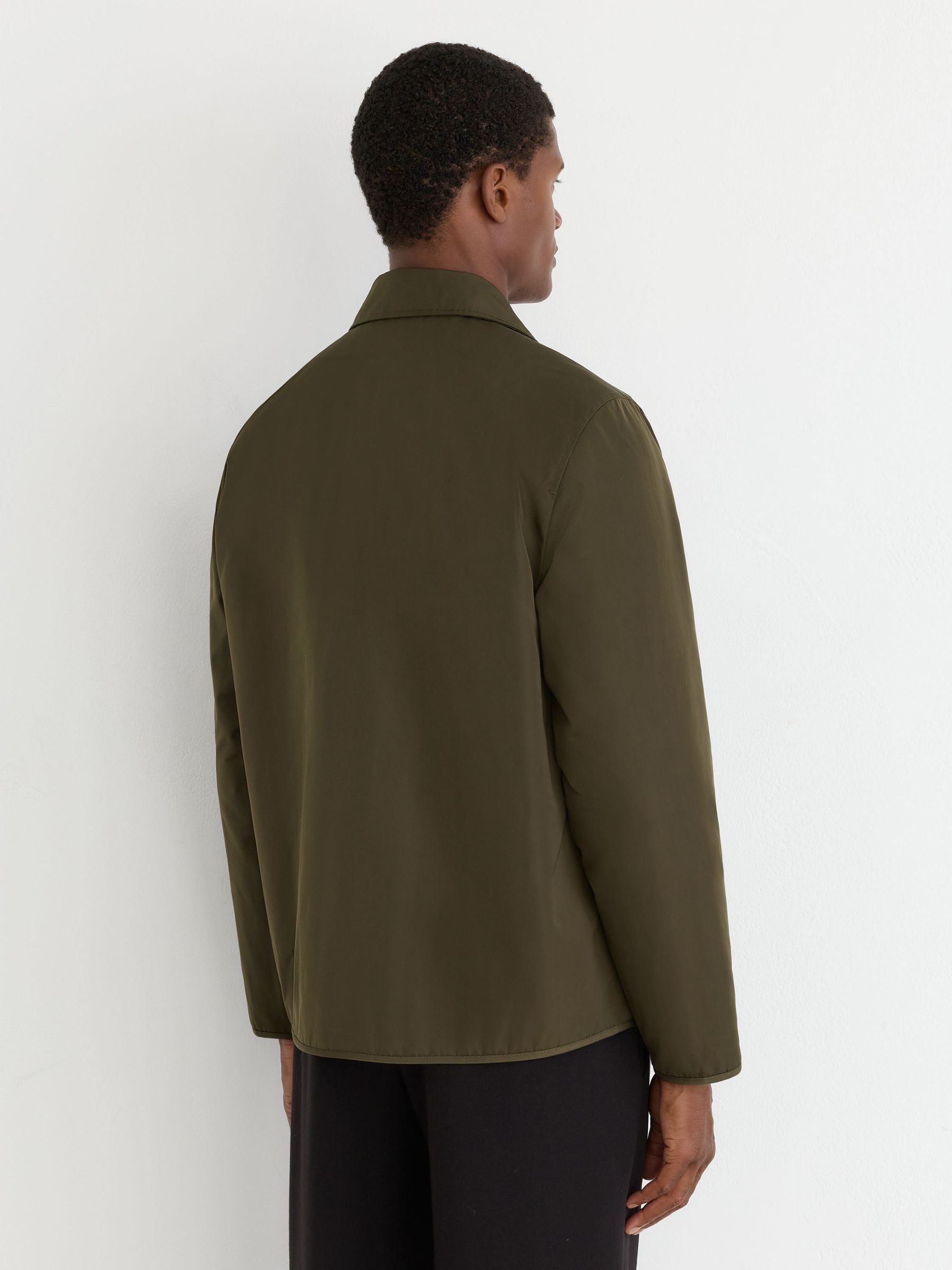 Lightly-Padded Patch-Pocket Overshirt in Dark Green - Image 5 of 8