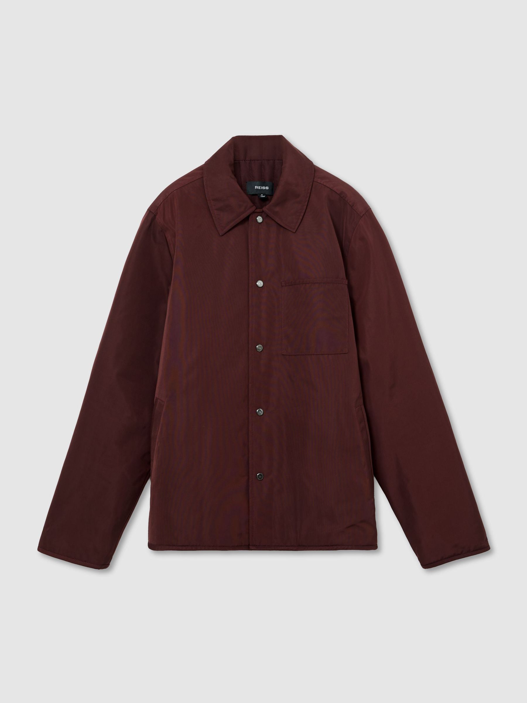 Lightly-Padded Patch-Pocket Overshirt in Bordeaux - Image 2 of 8