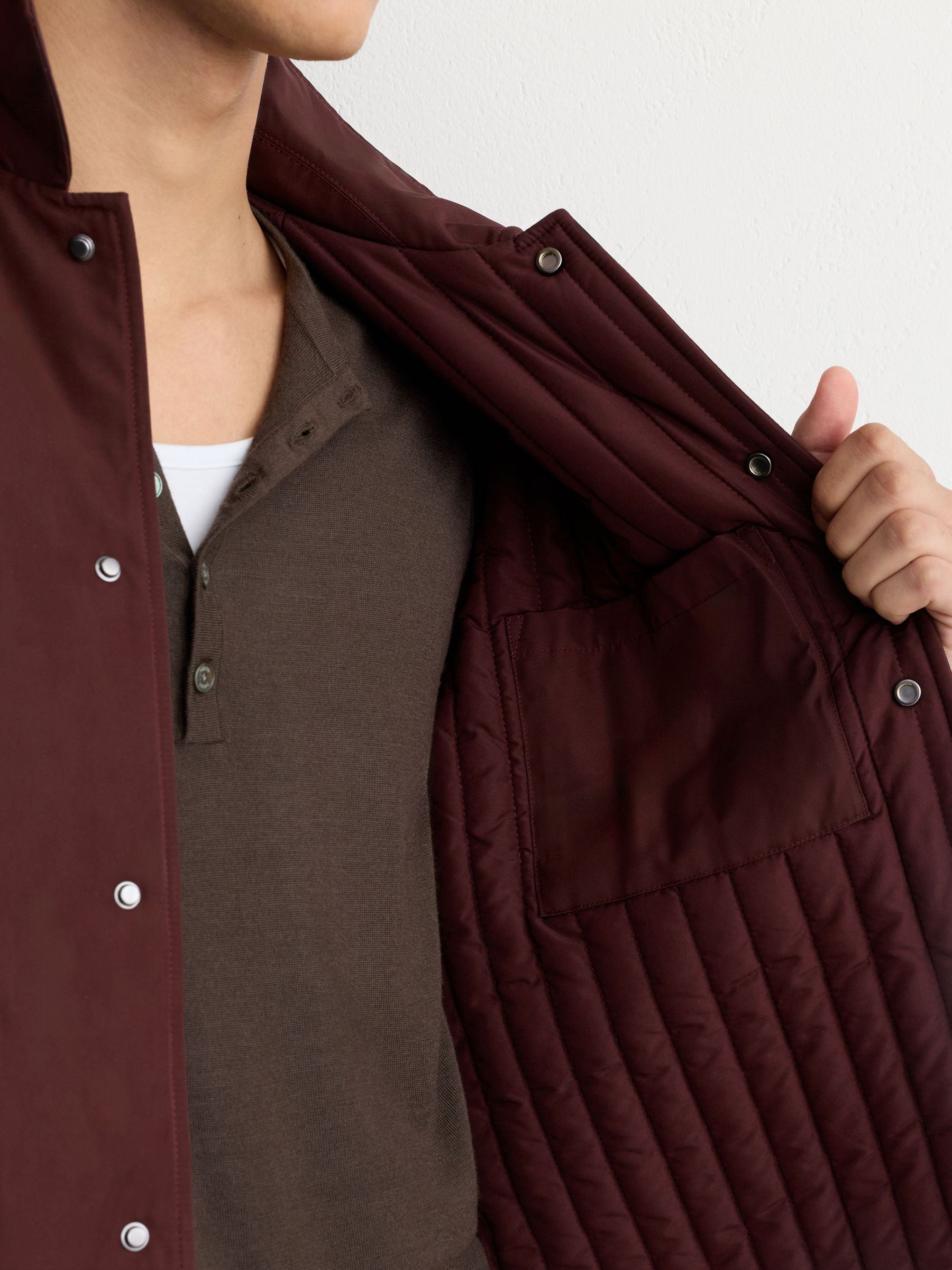 Lightly-Padded Patch-Pocket Overshirt in Bordeaux - Image 5 of 8
