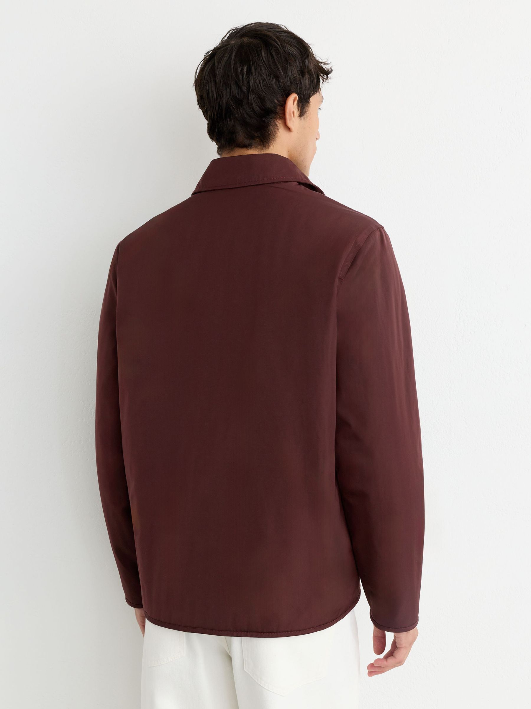 Lightly-Padded Patch-Pocket Overshirt in Bordeaux - Image 6 of 8
