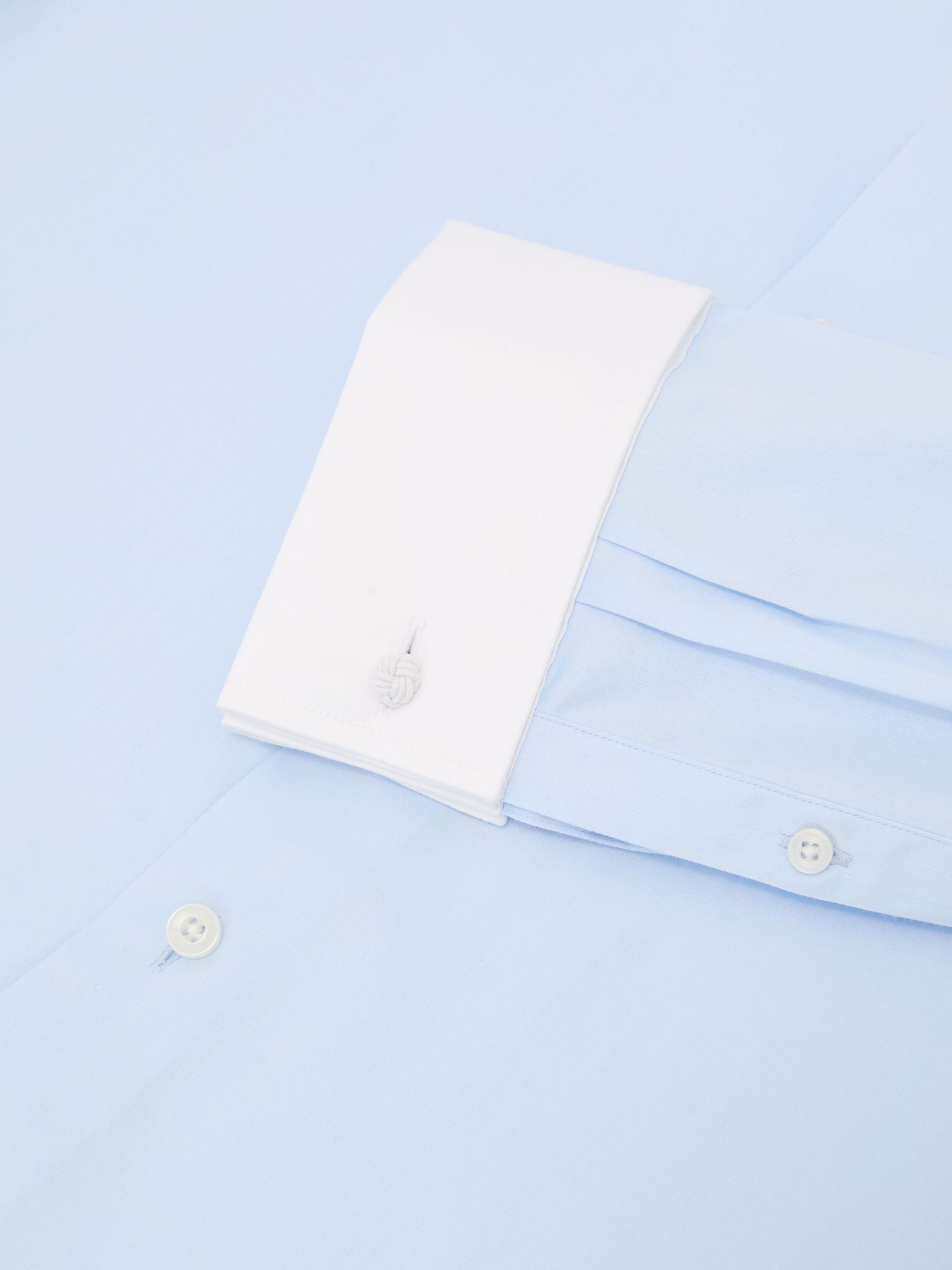 Cotton-Stretch Contrast Double-Cuff Shirt Regular-Fit in Soft Blue - Image 8 of 8
