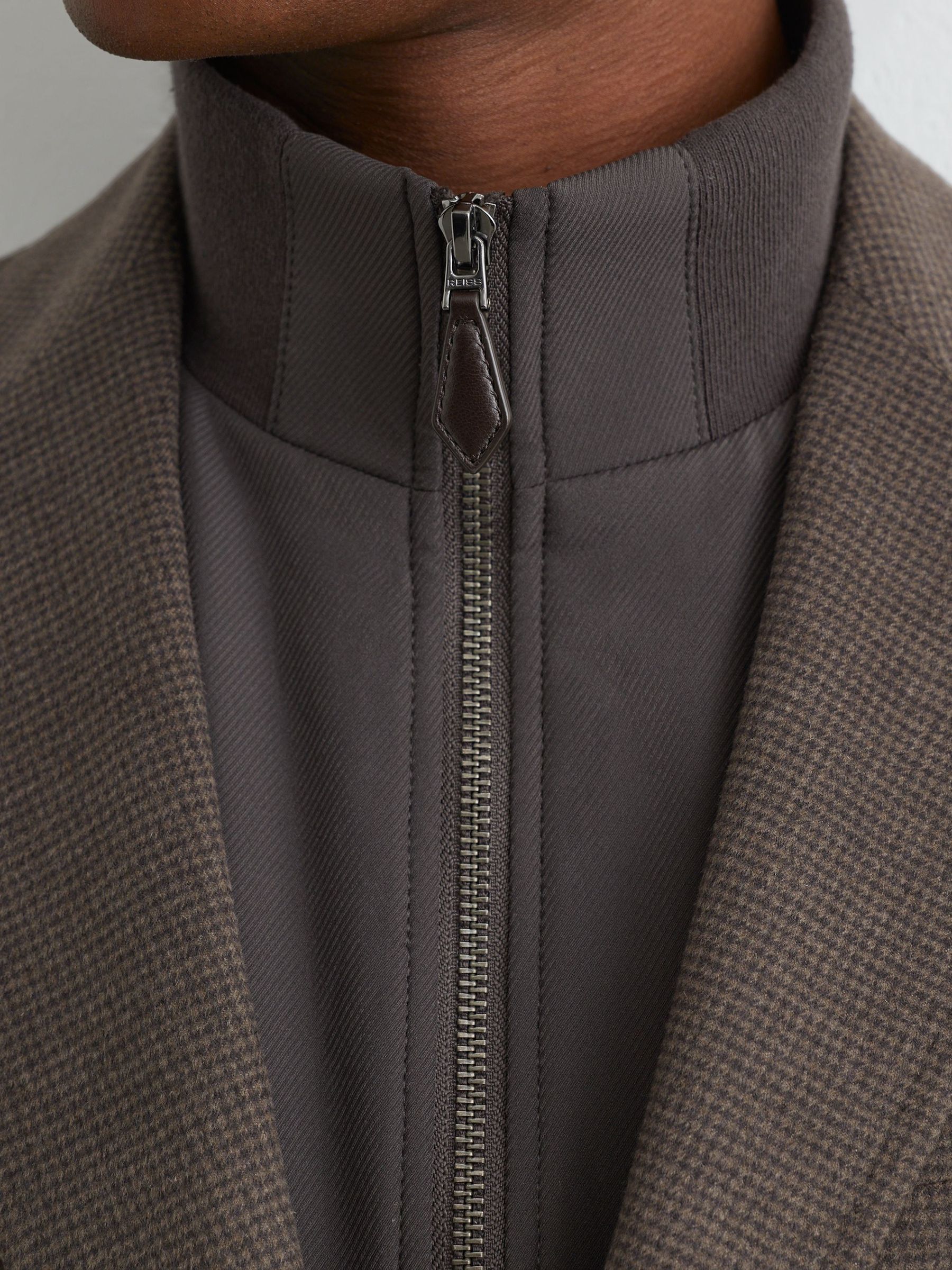 Check Single-Breasted Blazer with Gilet Insert Tailored-Fit in Brown - Image 3 of 12