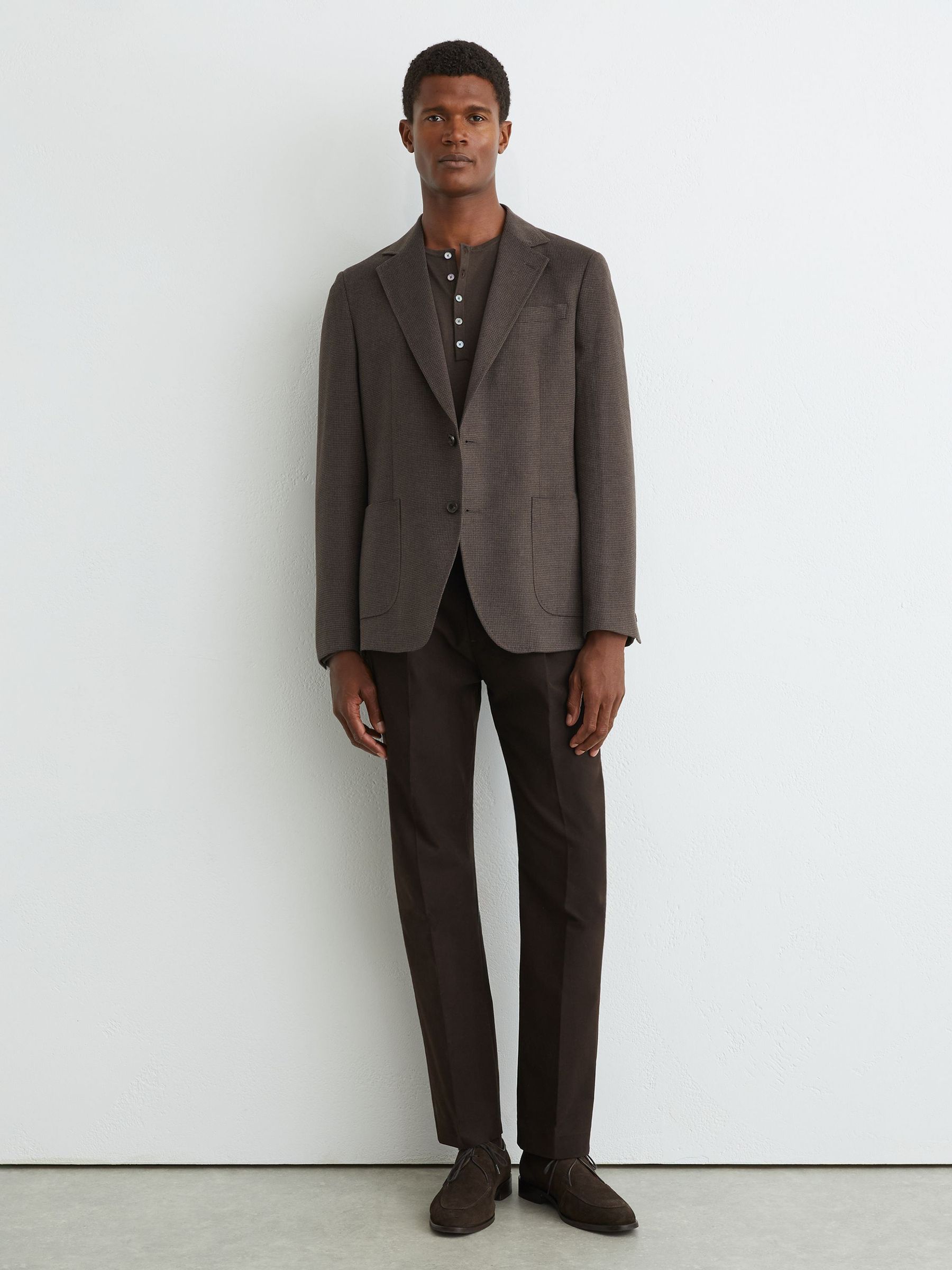 Check Single-Breasted Blazer with Gilet Insert Tailored-Fit in Brown - Image 5 of 12
