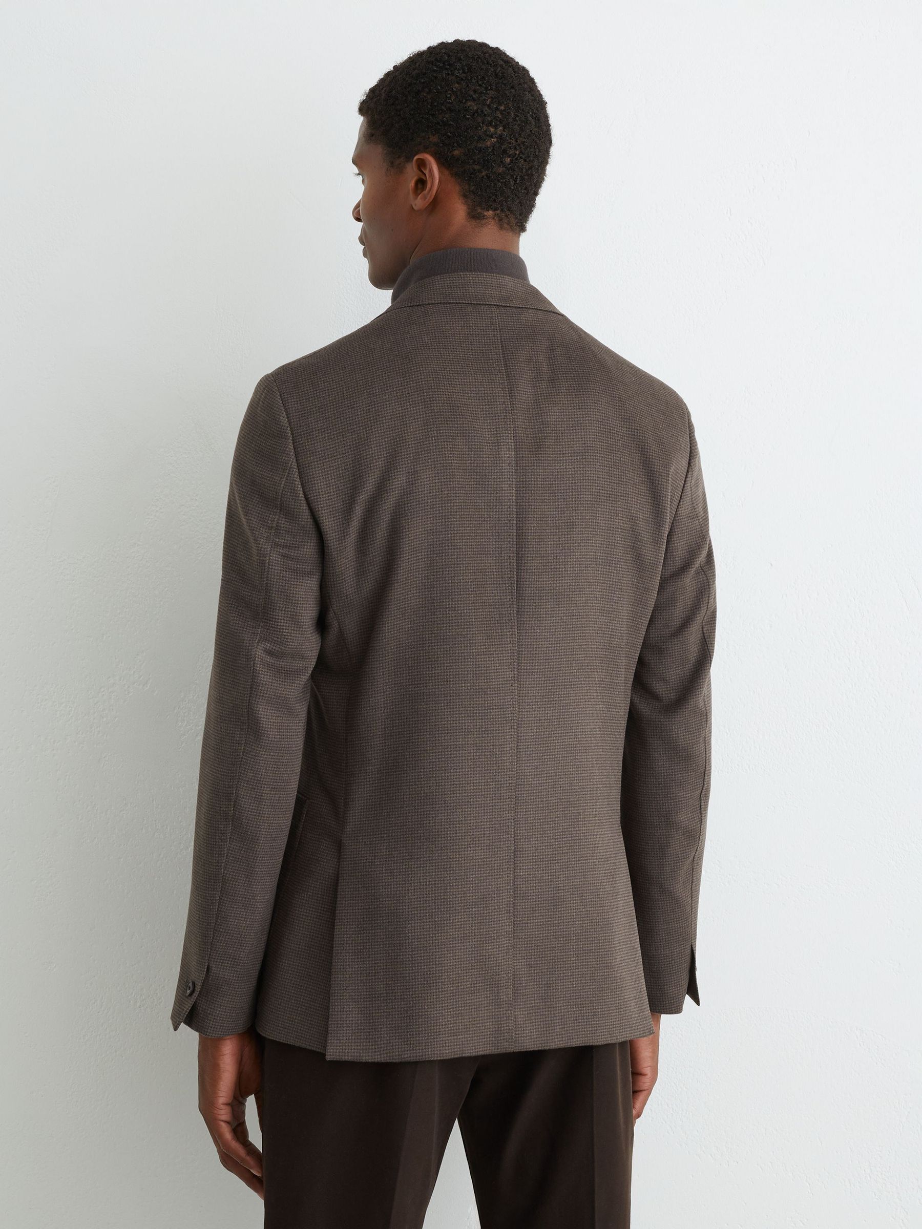 Check Single-Breasted Blazer with Gilet Insert Tailored-Fit in Brown - Image 9 of 12