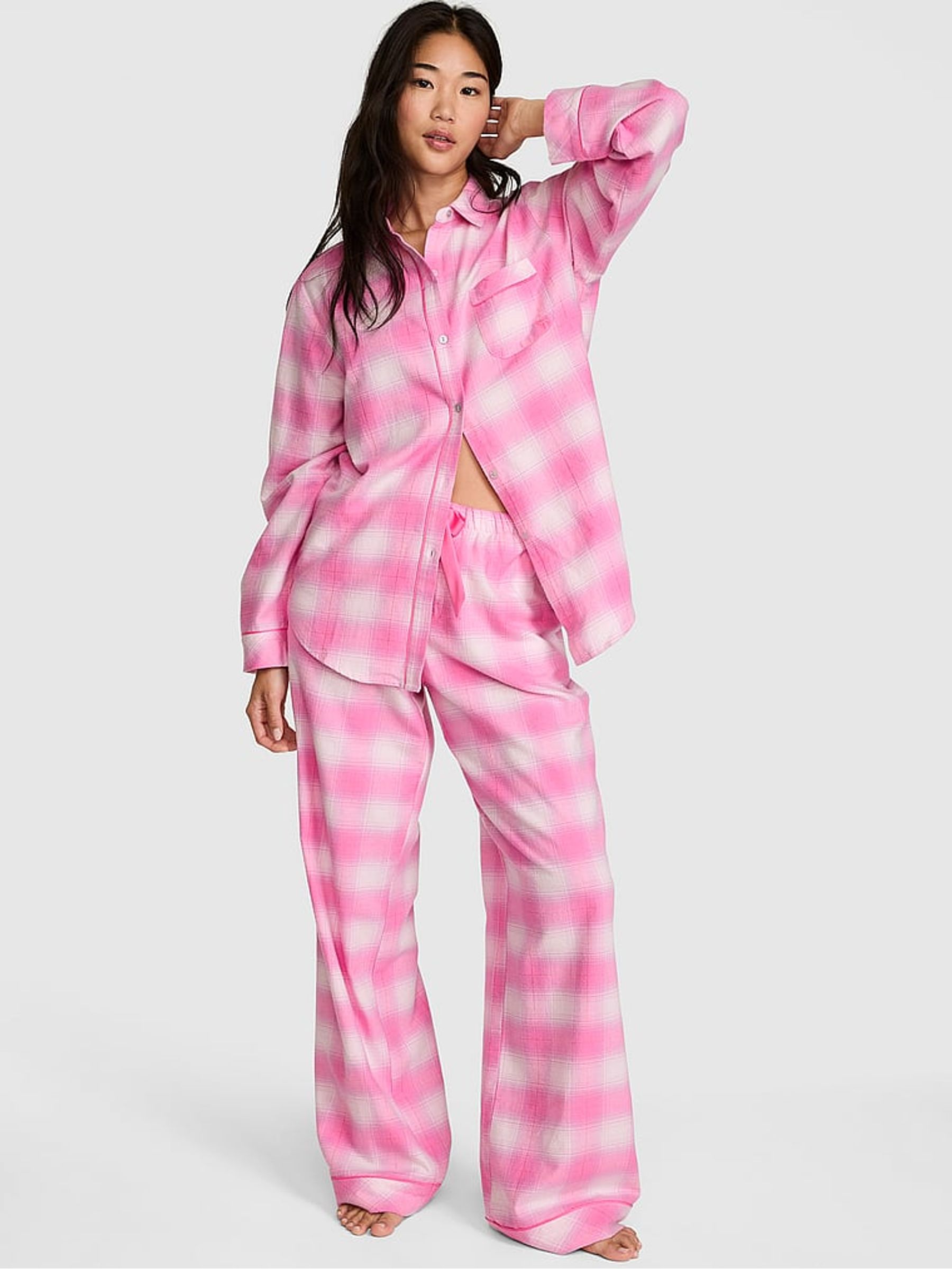 Coconut Pink Tartan Long Flannel Pyjama Set - Image 2 of 3 Coconut Pink Tartan Long Flannel Pyjama Set - Image 2 of 3