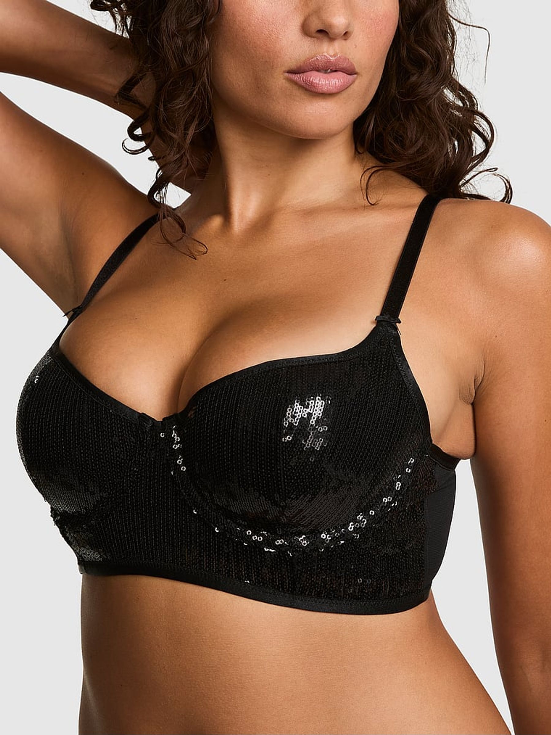 Black Sequin Scoop Corset Bralette - Image 2 of 3