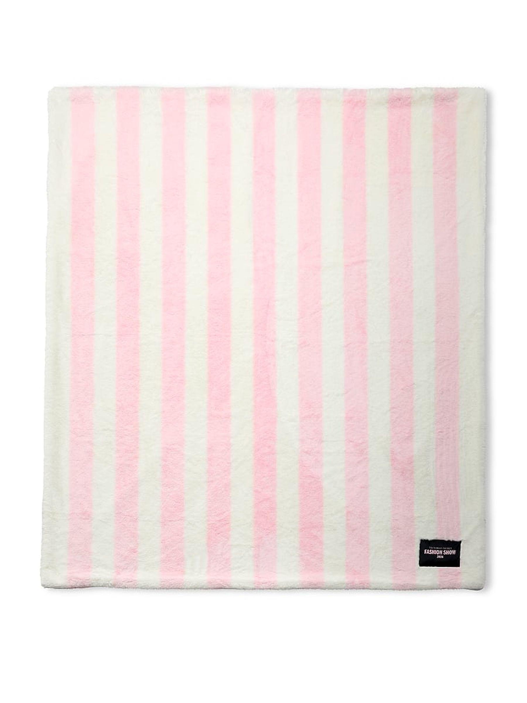 Pink Iconic Stripe Fashion Show Faux Fur Blanket - Image 2 of 2