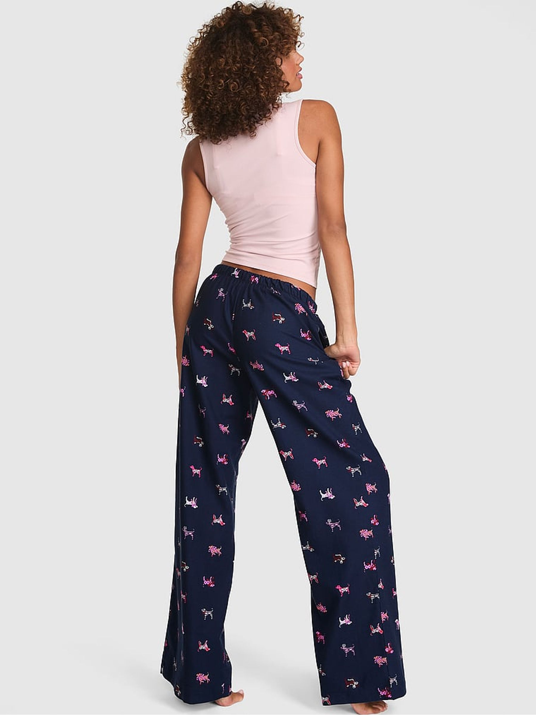 Navy Blue Dog Print Long Flannel Pyjama Bottoms - Image 2 of 2