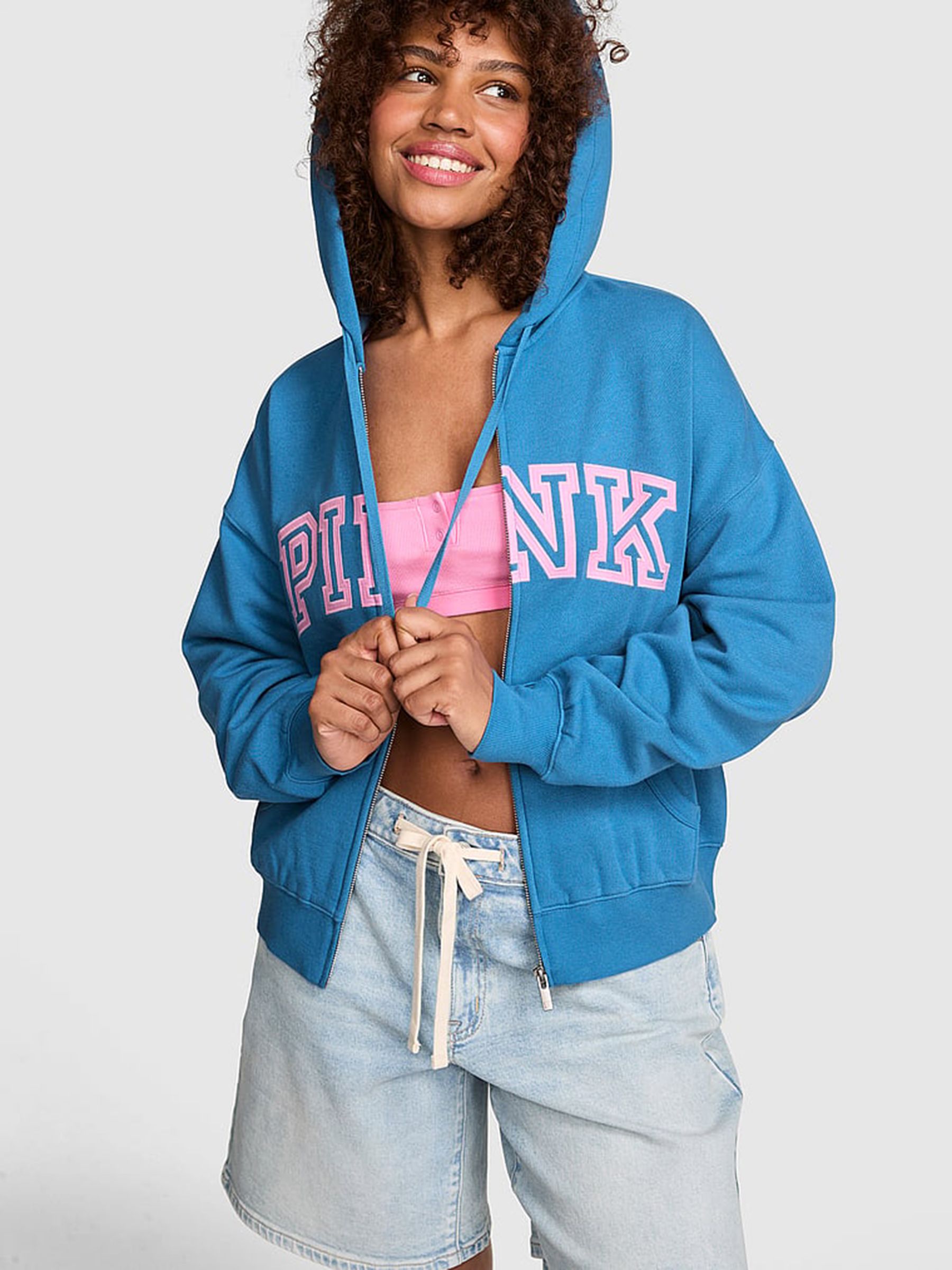 Varsity Blue Fleece Zip Up Hoodie - Image 2 of 3 Varsity Blue Fleece Zip Up Hoodie - Image 2 of 3
