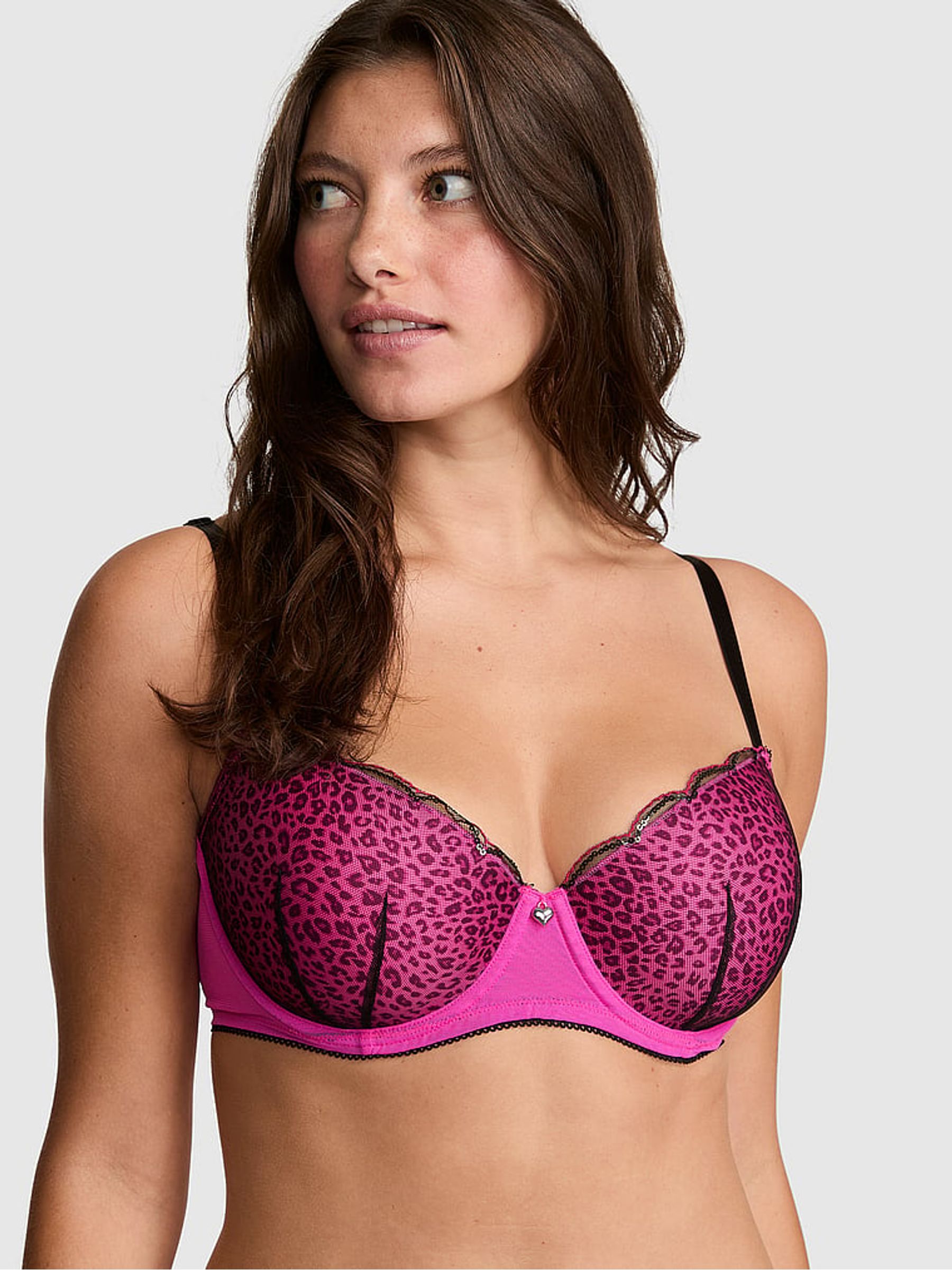 Pink Fire Leopard Lightly Lined Sequin Mesh Bra - Image 1 of 2 Pink Fire Leopard Lightly Lined Sequin Mesh Bra - Image 1 of 2