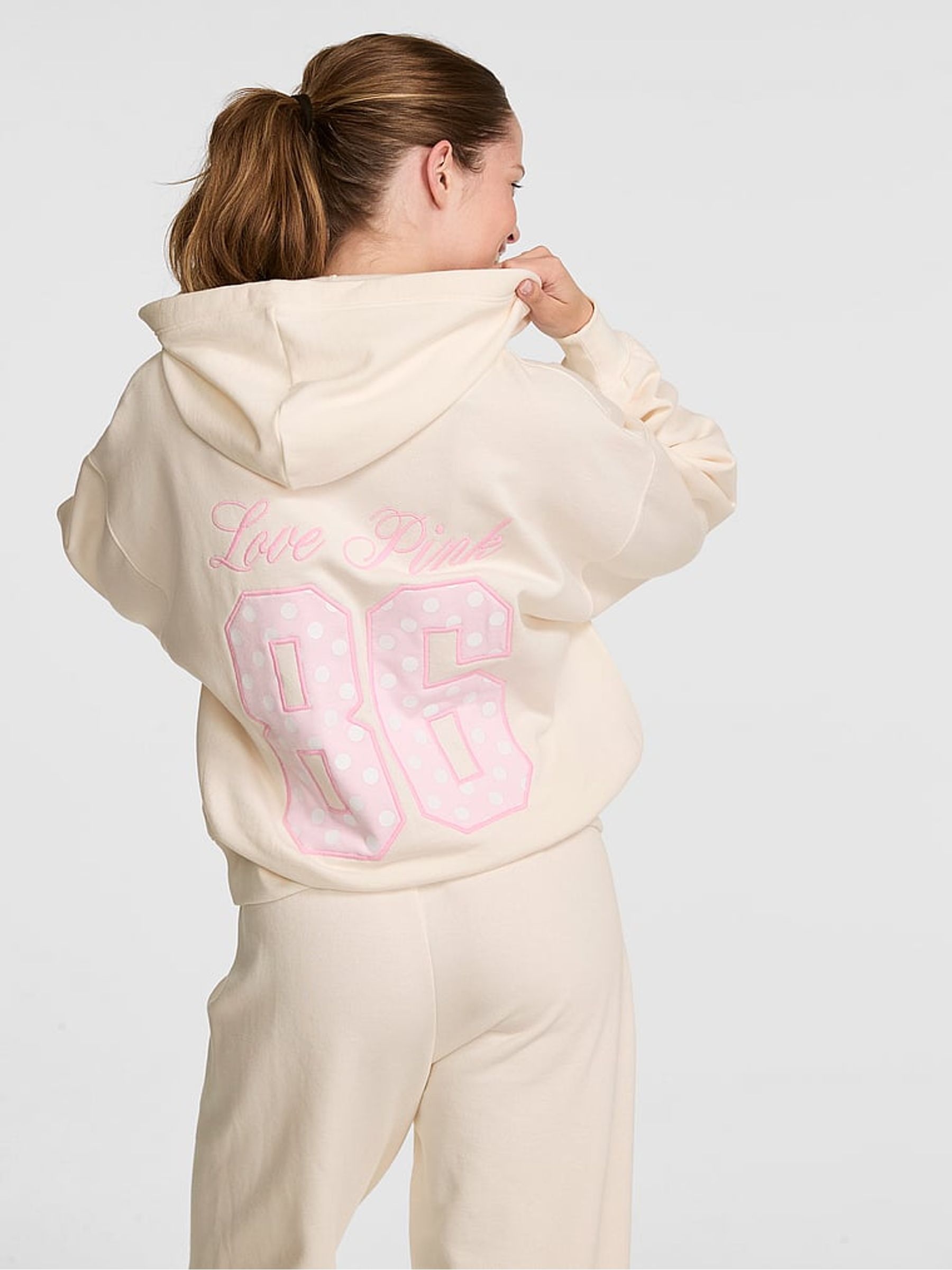 Cozy White Fleece Zip Up Hoodie - Image 2 of 2