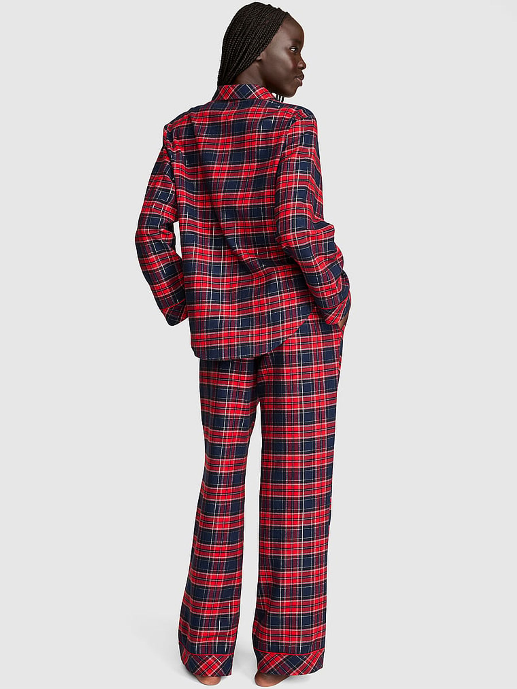 Navy Blue/Red Tartan Long Flannel Pyjama Set - Image 3 of 3 Navy Blue/Red Tartan Long Flannel Pyjama Set - Image 3 of 3