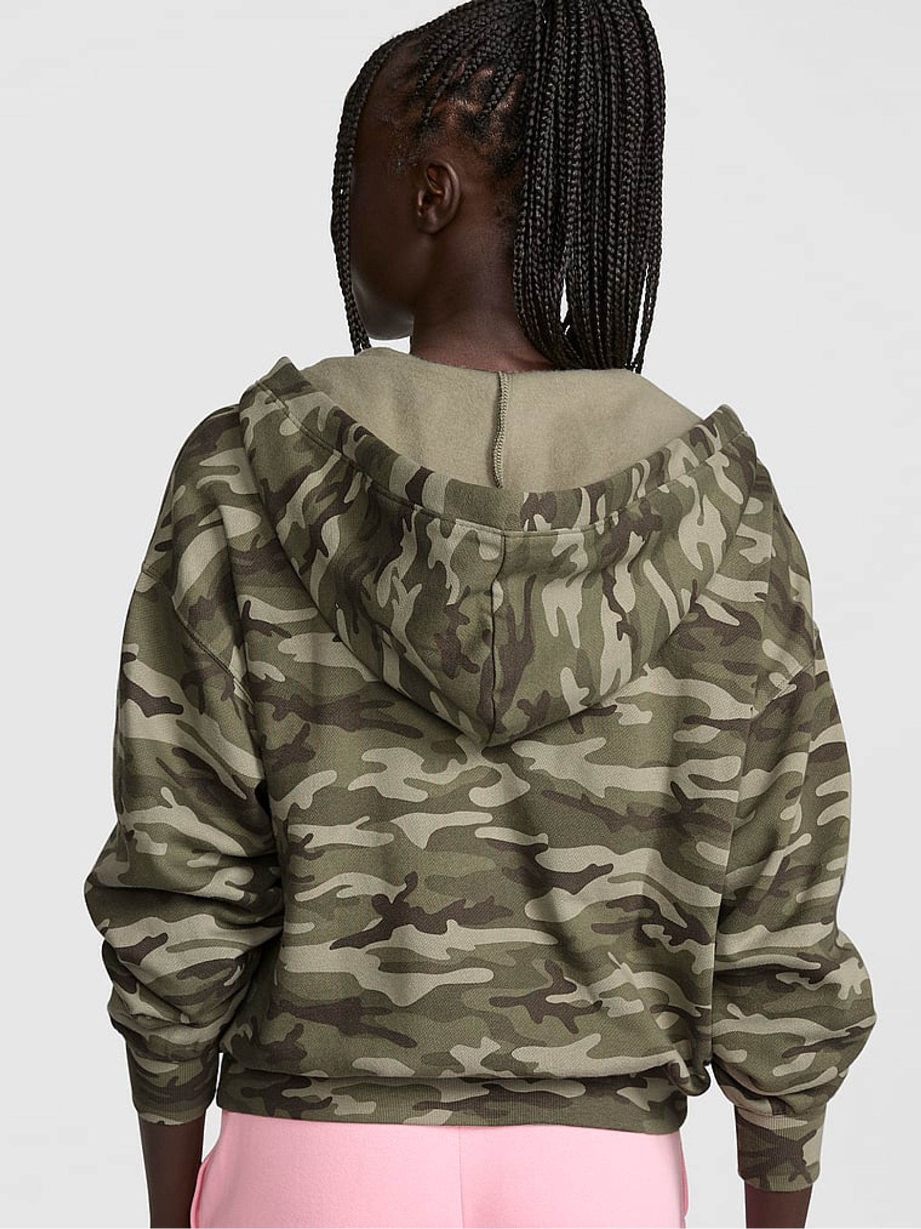 Camo Green Fleece Zip Up Hoodie - Image 2 of 2