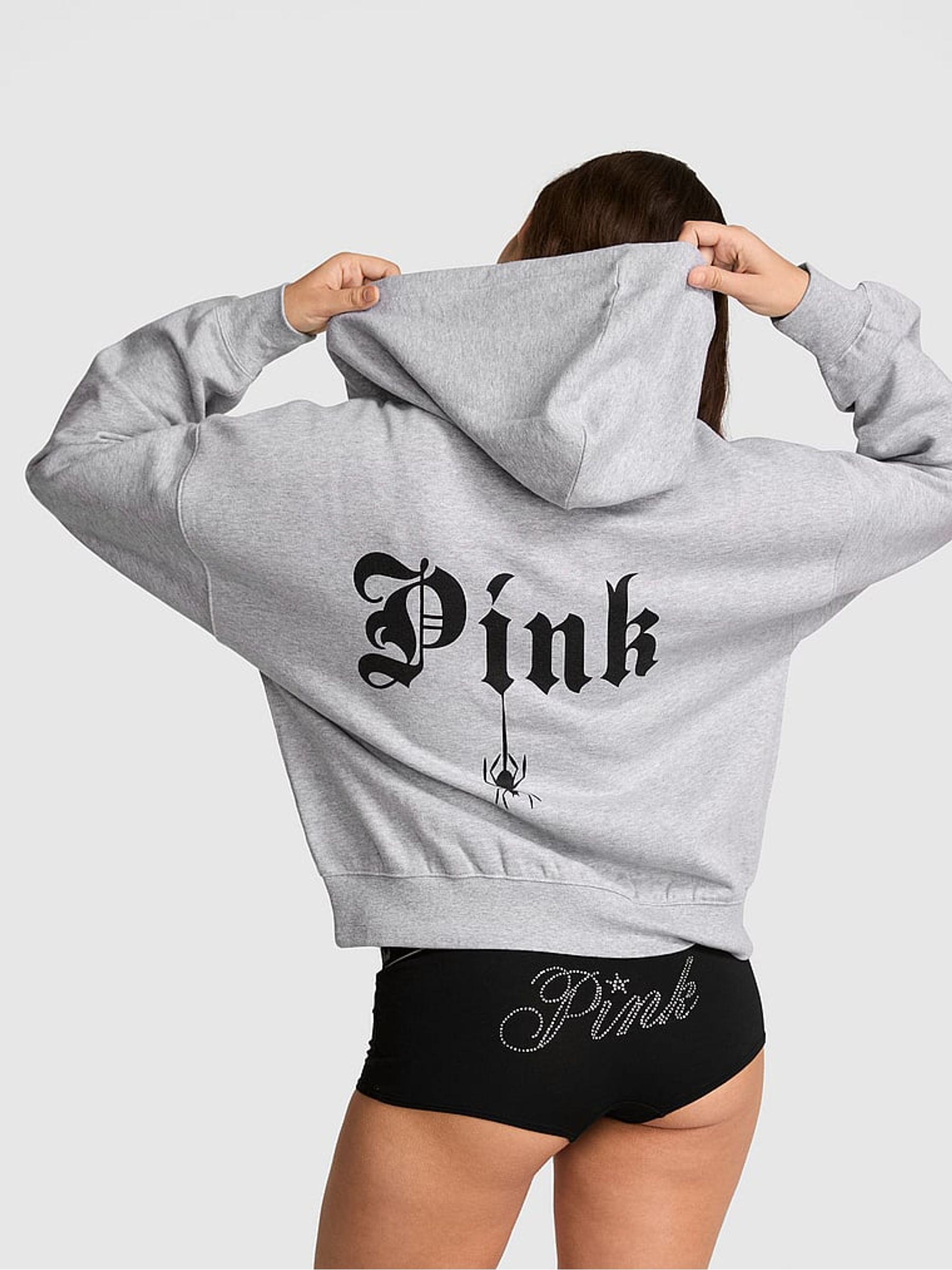 Medium Heather Grey Halloween Fleece Zip Up Hoodie - Image 2 of 2