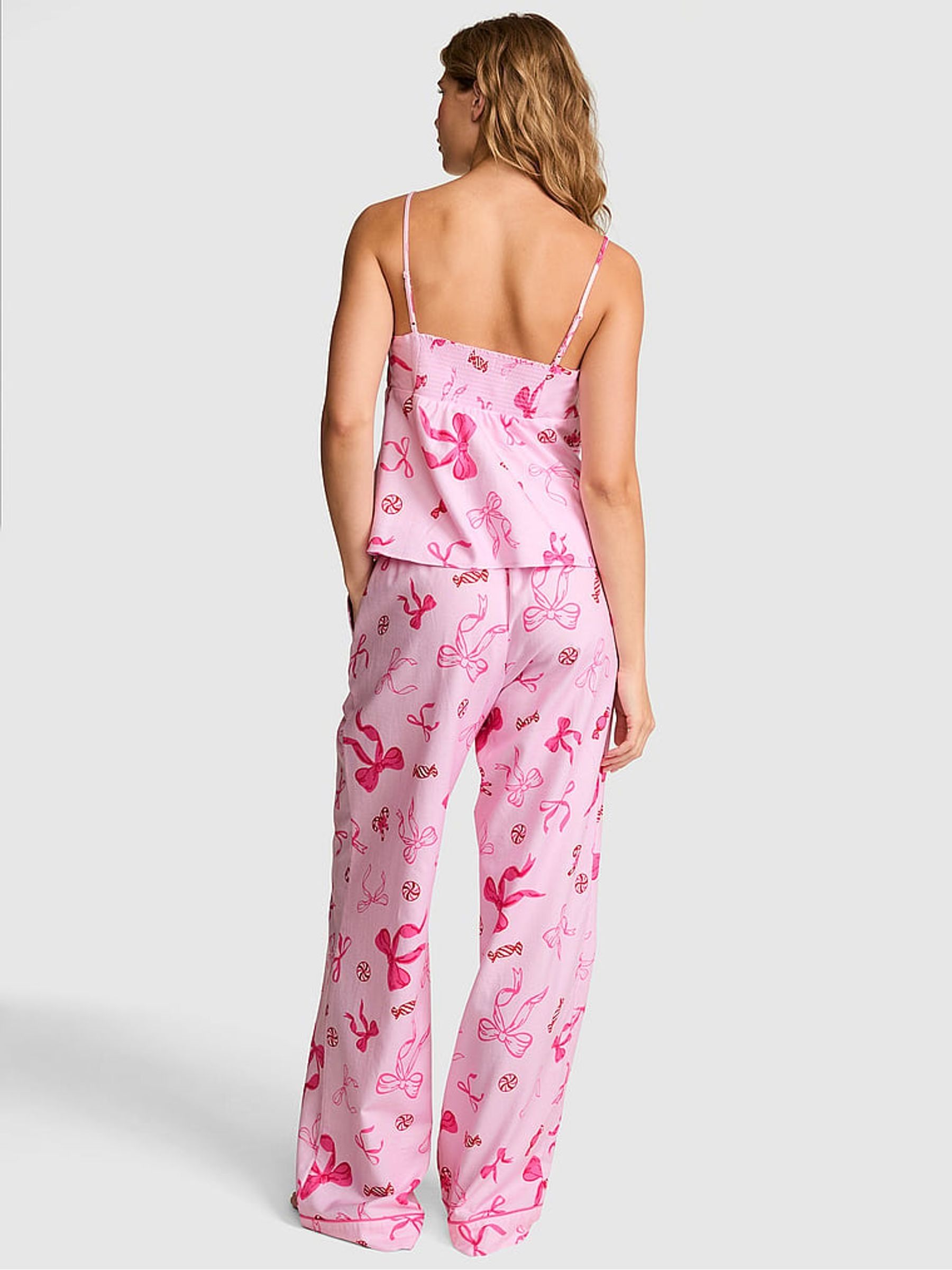 Coconut Pink Bow Print Long Flannel Pyjama Bottoms - Image 2 of 2