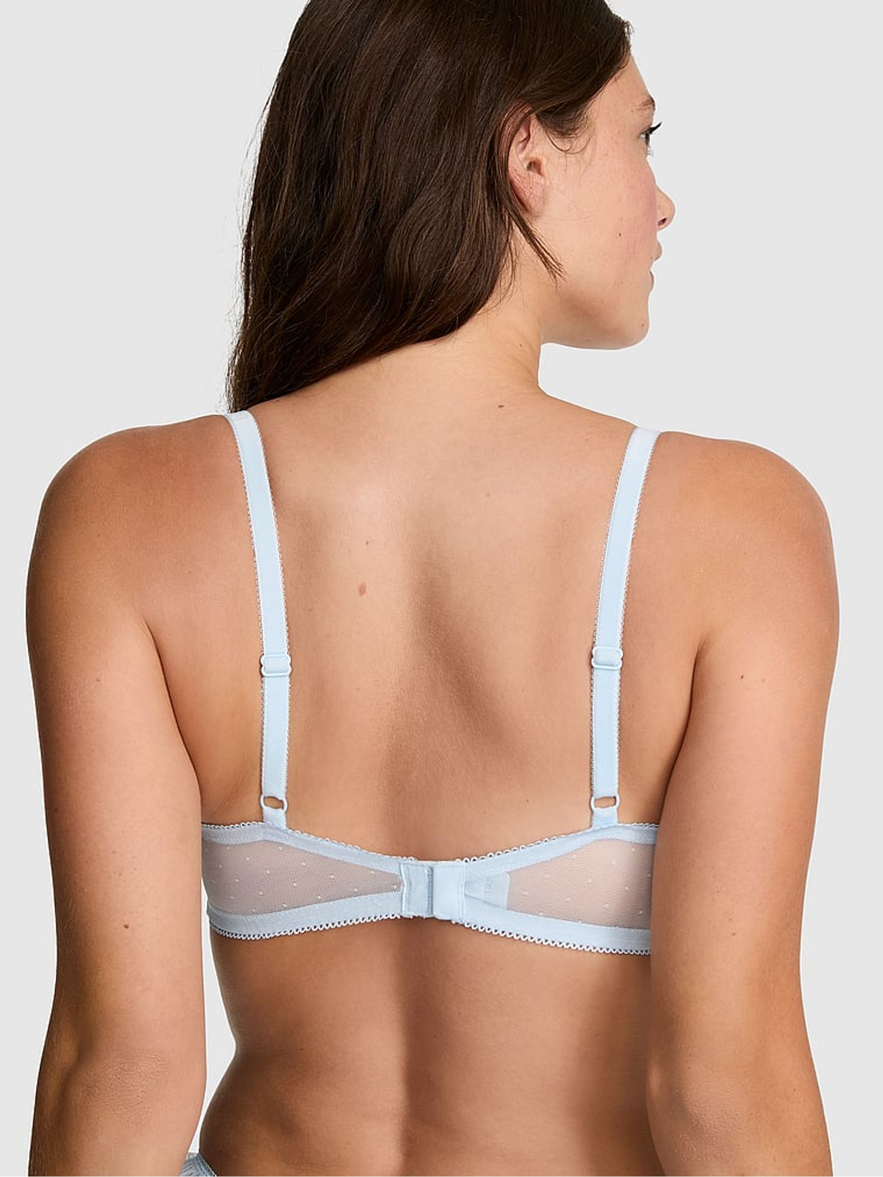 Light Blue Lightly Lined Snowflake Embroidery Bra - Image 2 of 2