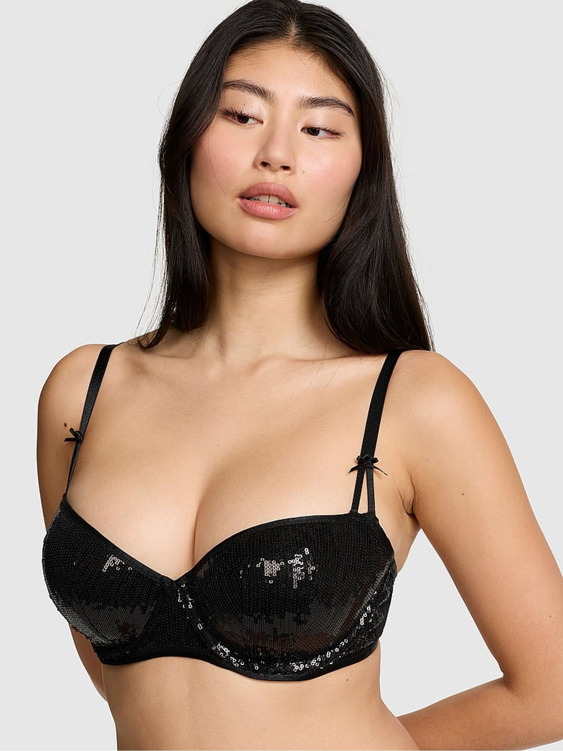 Black Push Up Sequin Bra - Image 2 of 3 Black Push Up Sequin Bra - Image 2 of 3