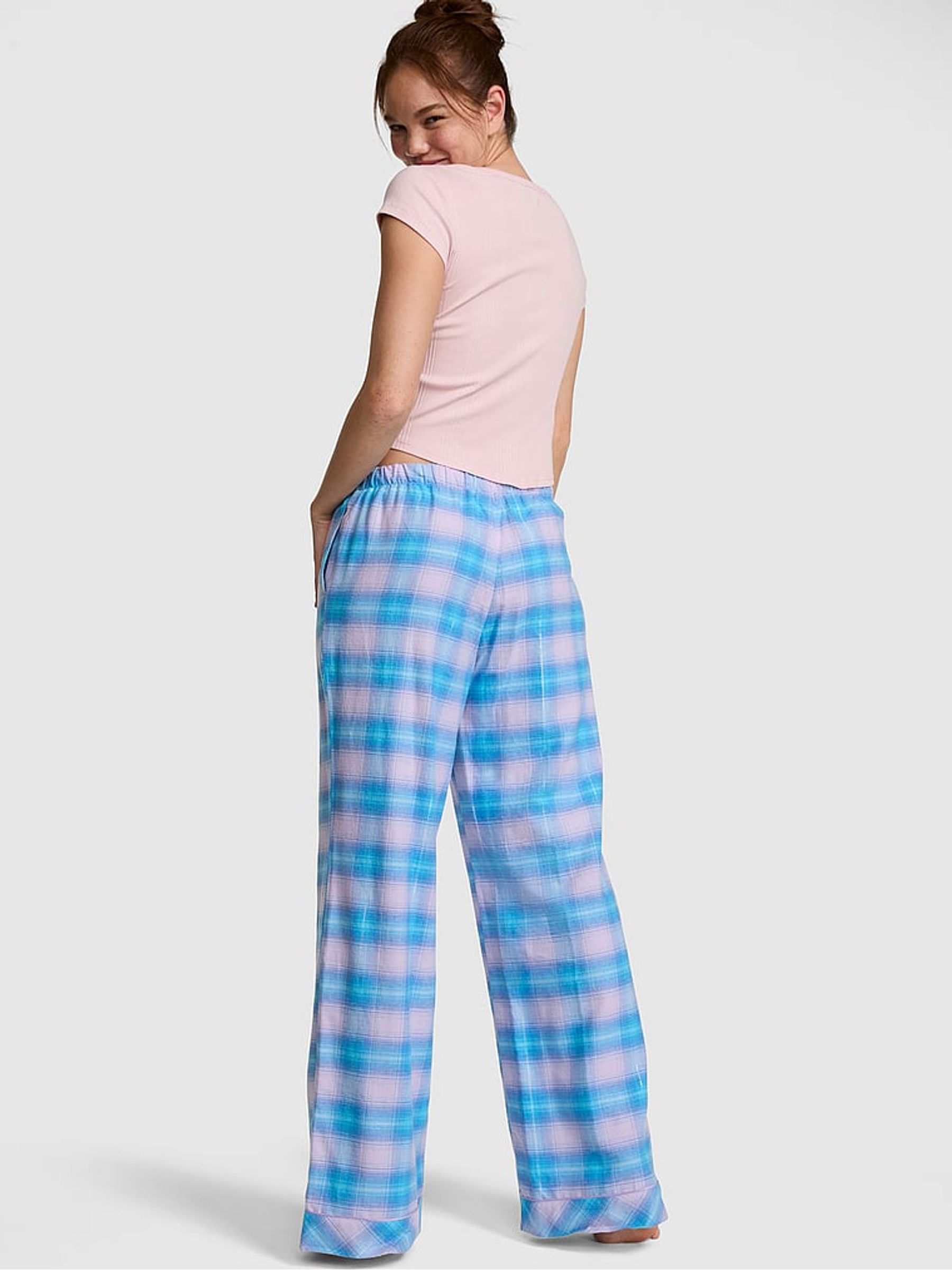 Lilac Purple Crush Tartan Long Flannel Pyjama Bottoms - Image 2 of 2