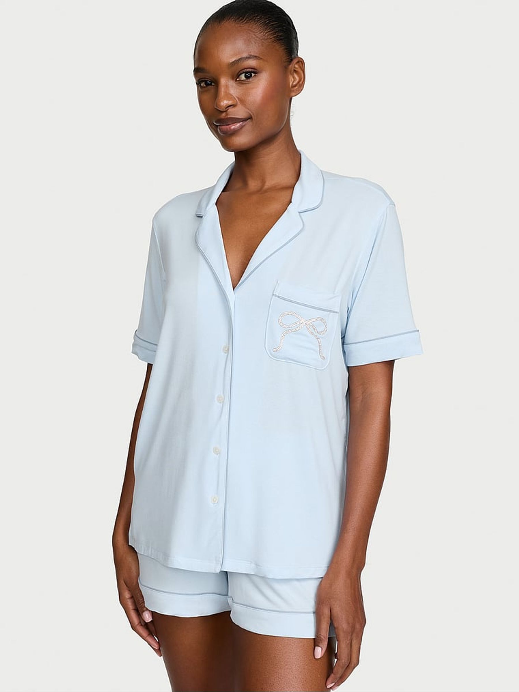 Light Blue Modal Short Pyjamas Set - Image 1 of 2