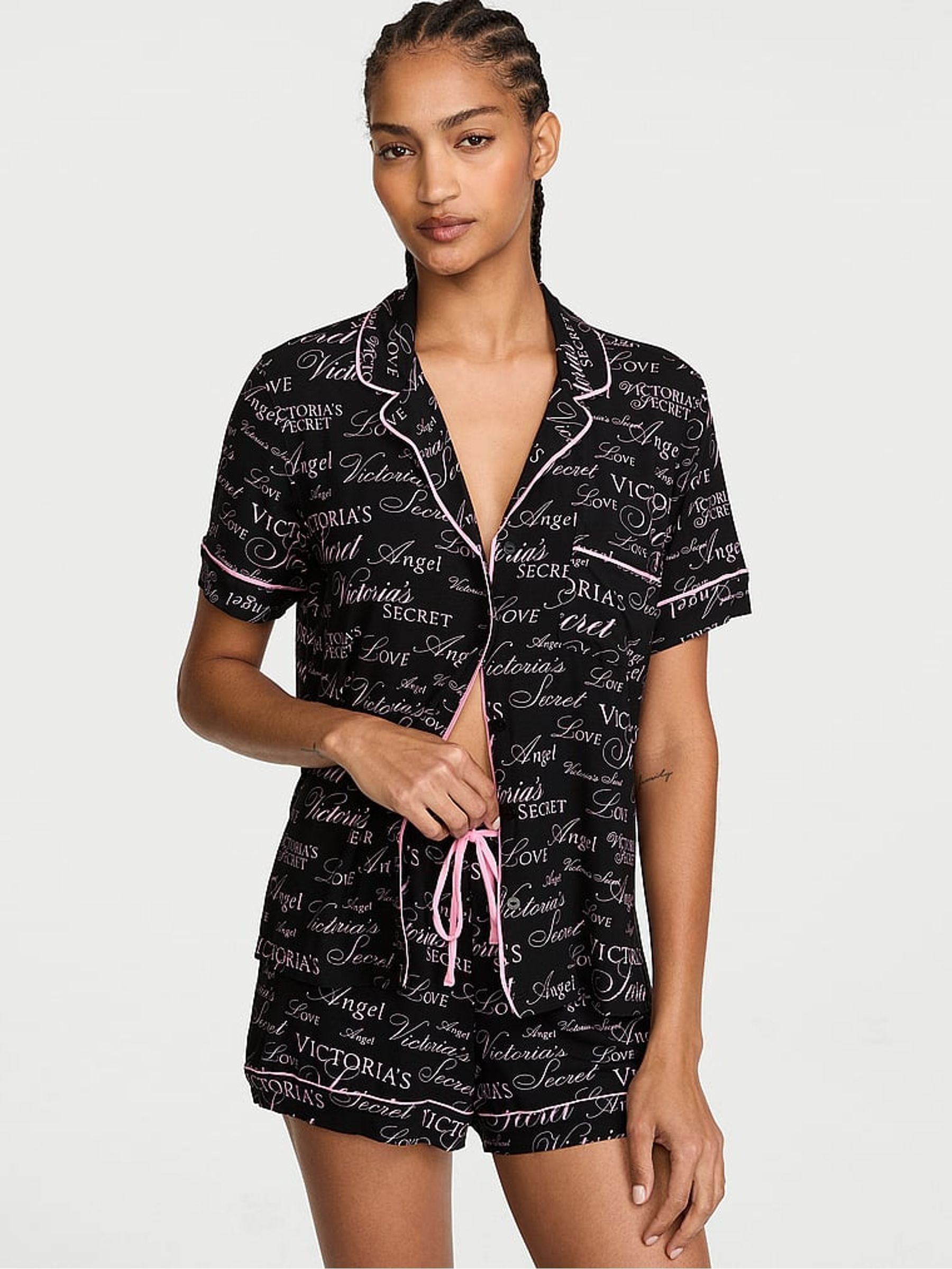 Black Logo Modal Short Pyjamas Set - Image 2 of 4