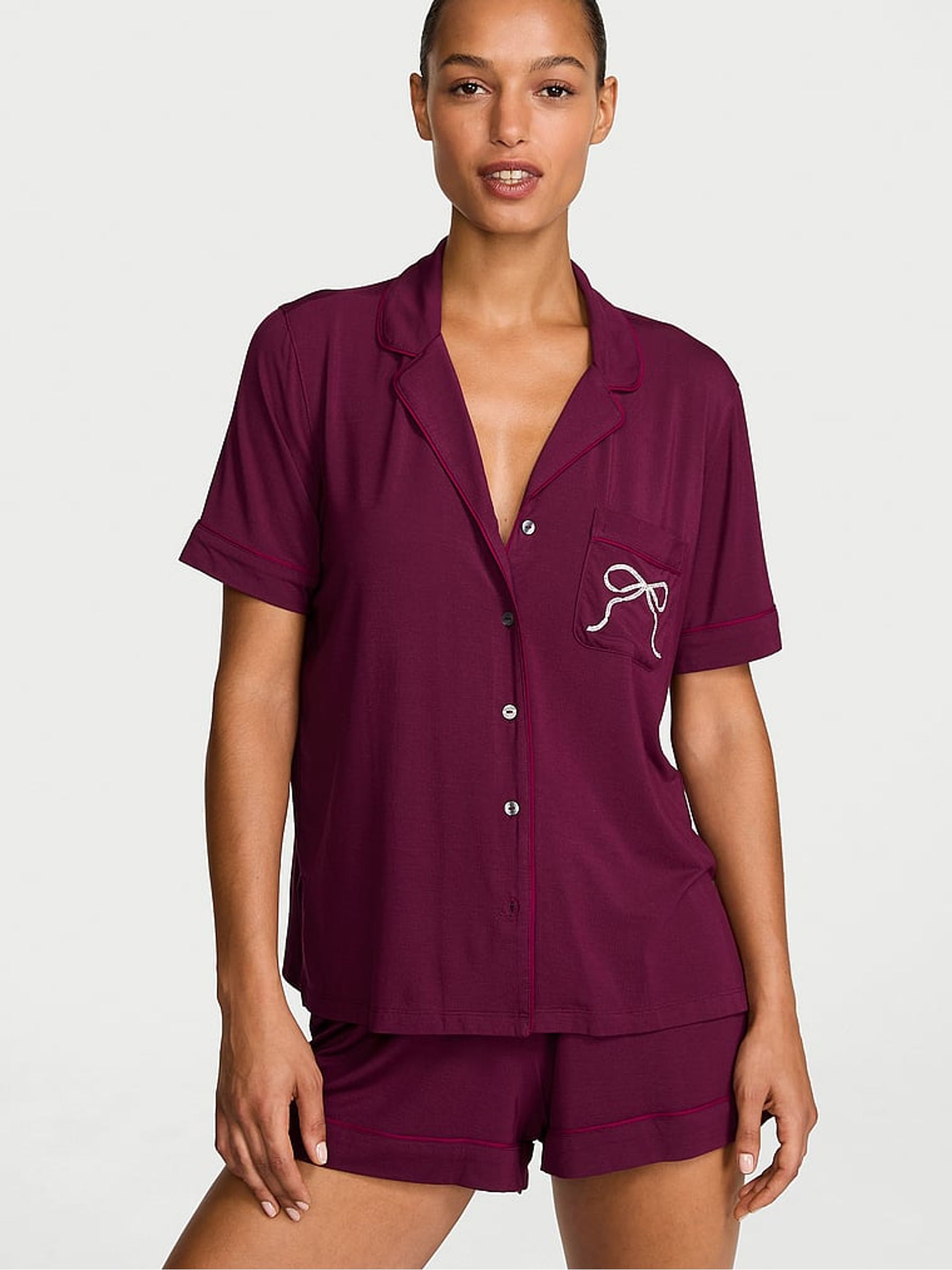 Kir Red Modal Short Pyjamas Set - Image 1 of 3