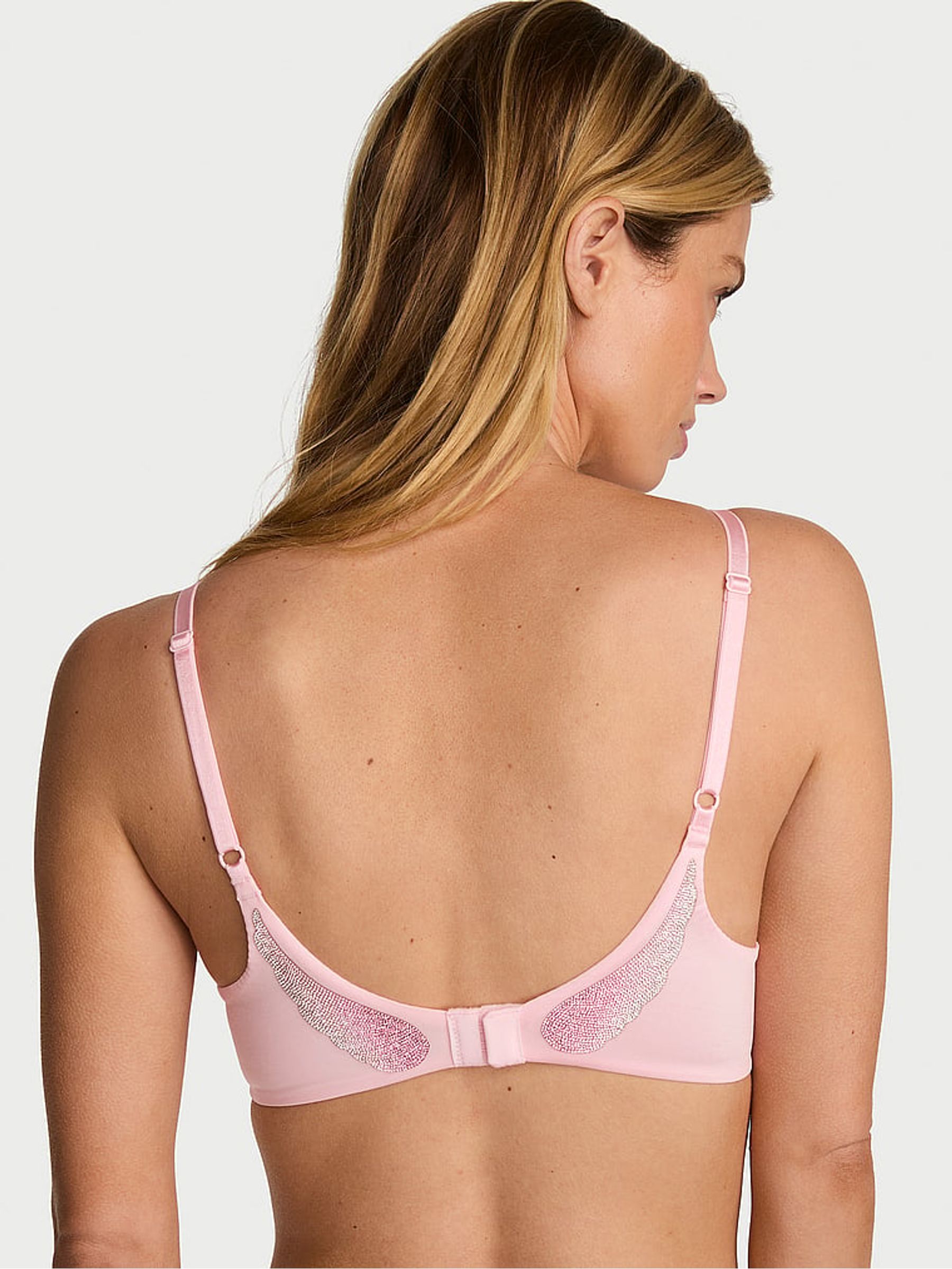 Pretty Blossom Pink Push Up Shine Strap Angel Bra - Image 3 of 4