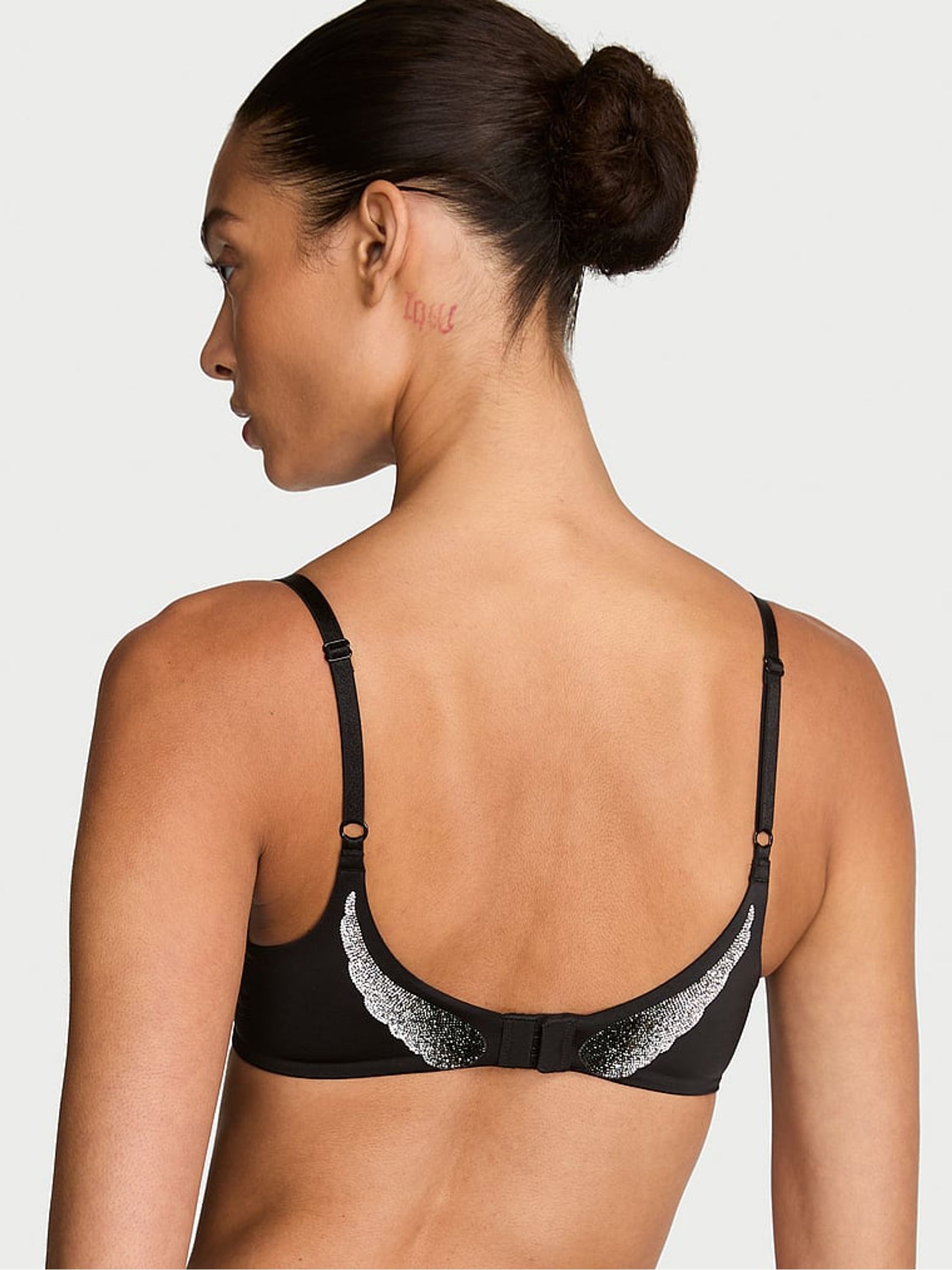 Black Push Up Shine Strap Angel Bra - Image 3 of 4