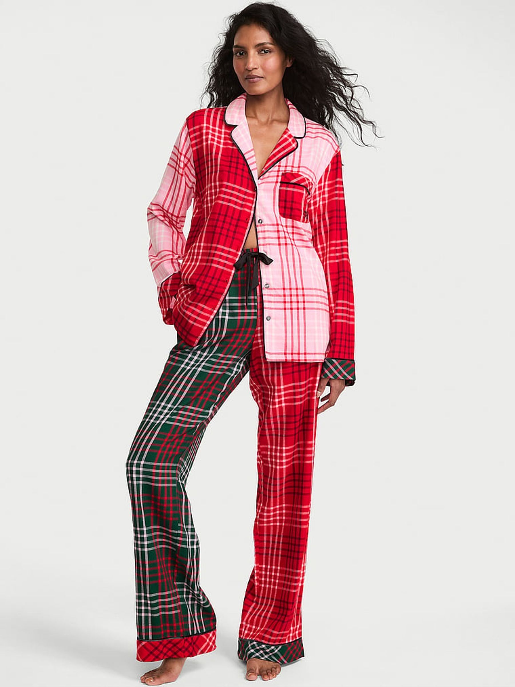 Red/Pink/Green Tartan CosyFlannel™ Long Pyjama Set - Image 3 of 3
