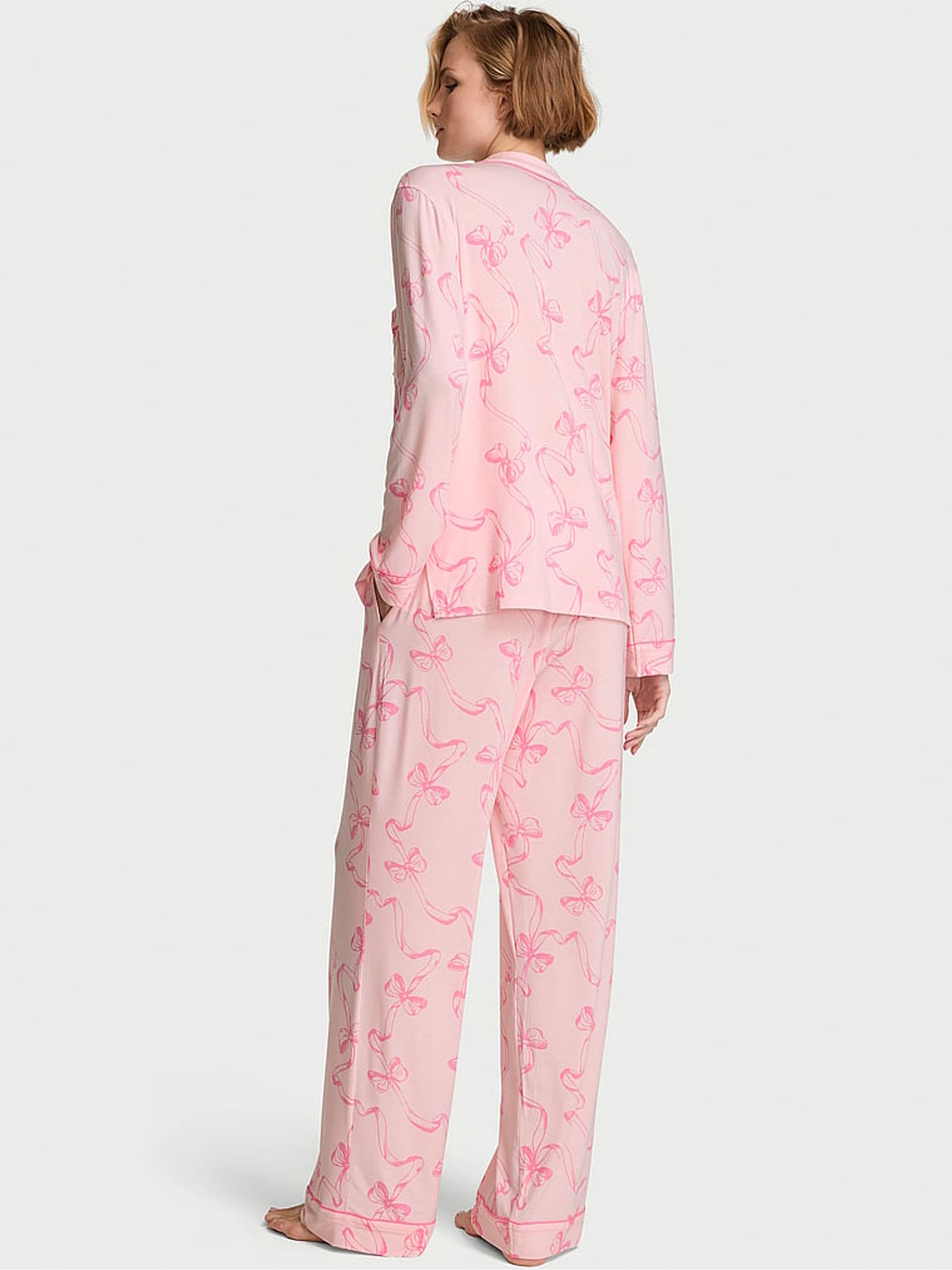 Angel Pink Bows Modal Long Pyjamas Set - Image 3 of 5