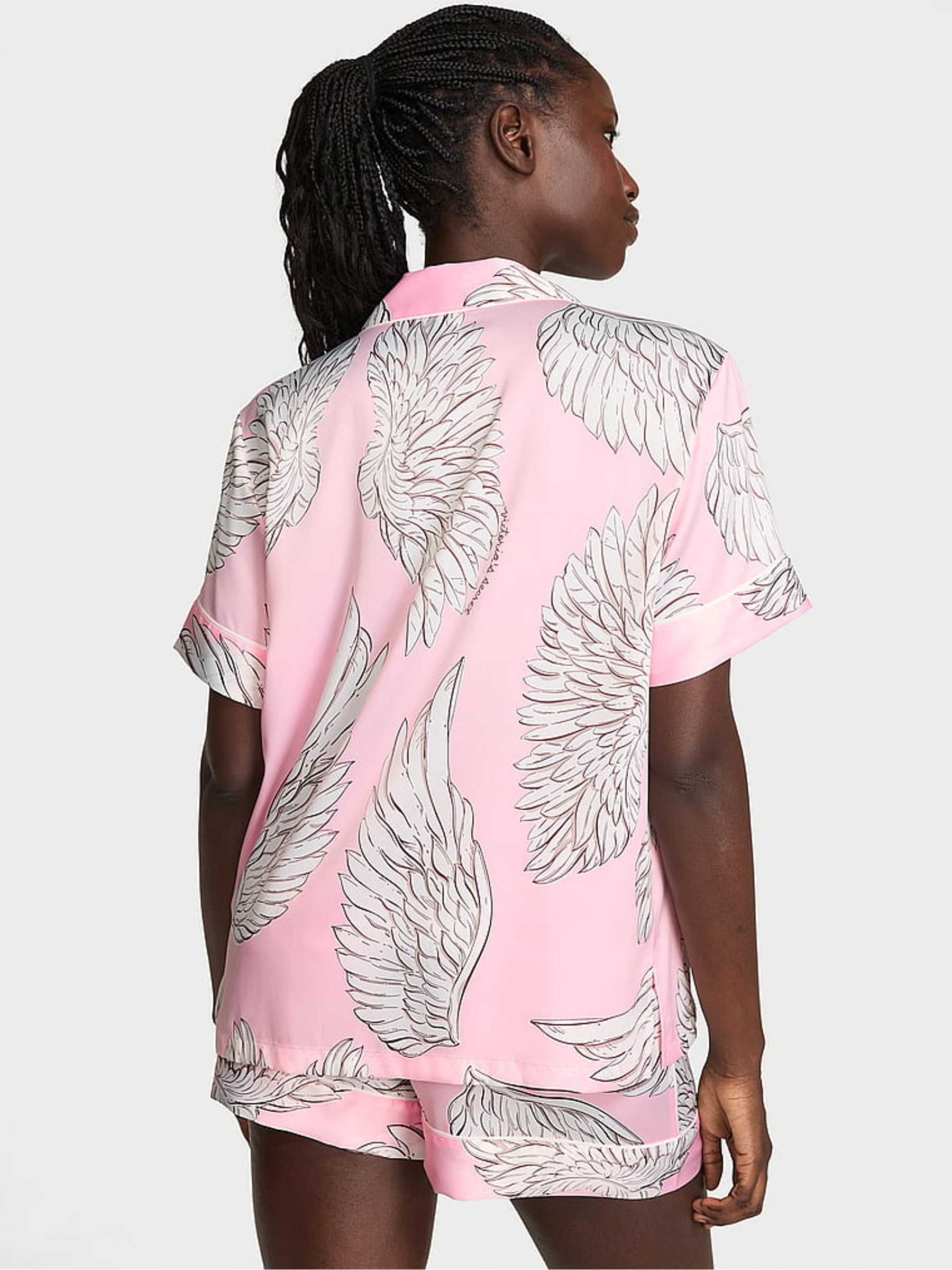 Angel Pink Wings Satin Short Pyjamas Set - Image 3 of 4
