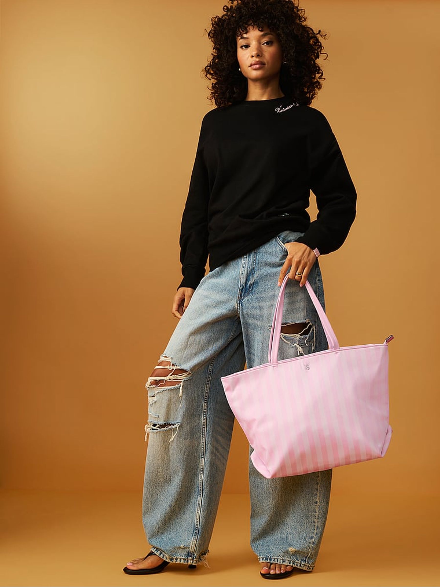 Iconic Stripe Pink Travel Tote Bag - Image 1 of 4