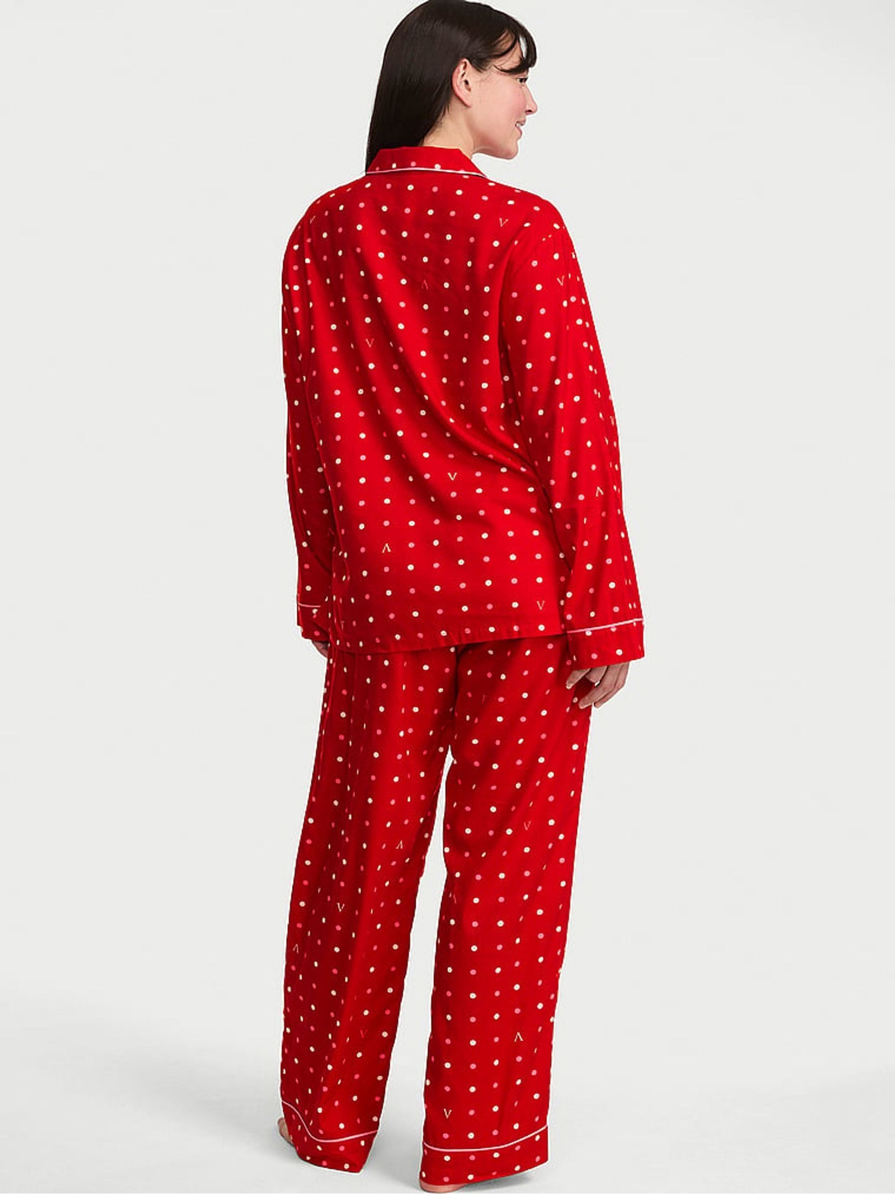 Lipstick Red Polka Dot Flannel Long Pyjama Set - Image 2 of 2