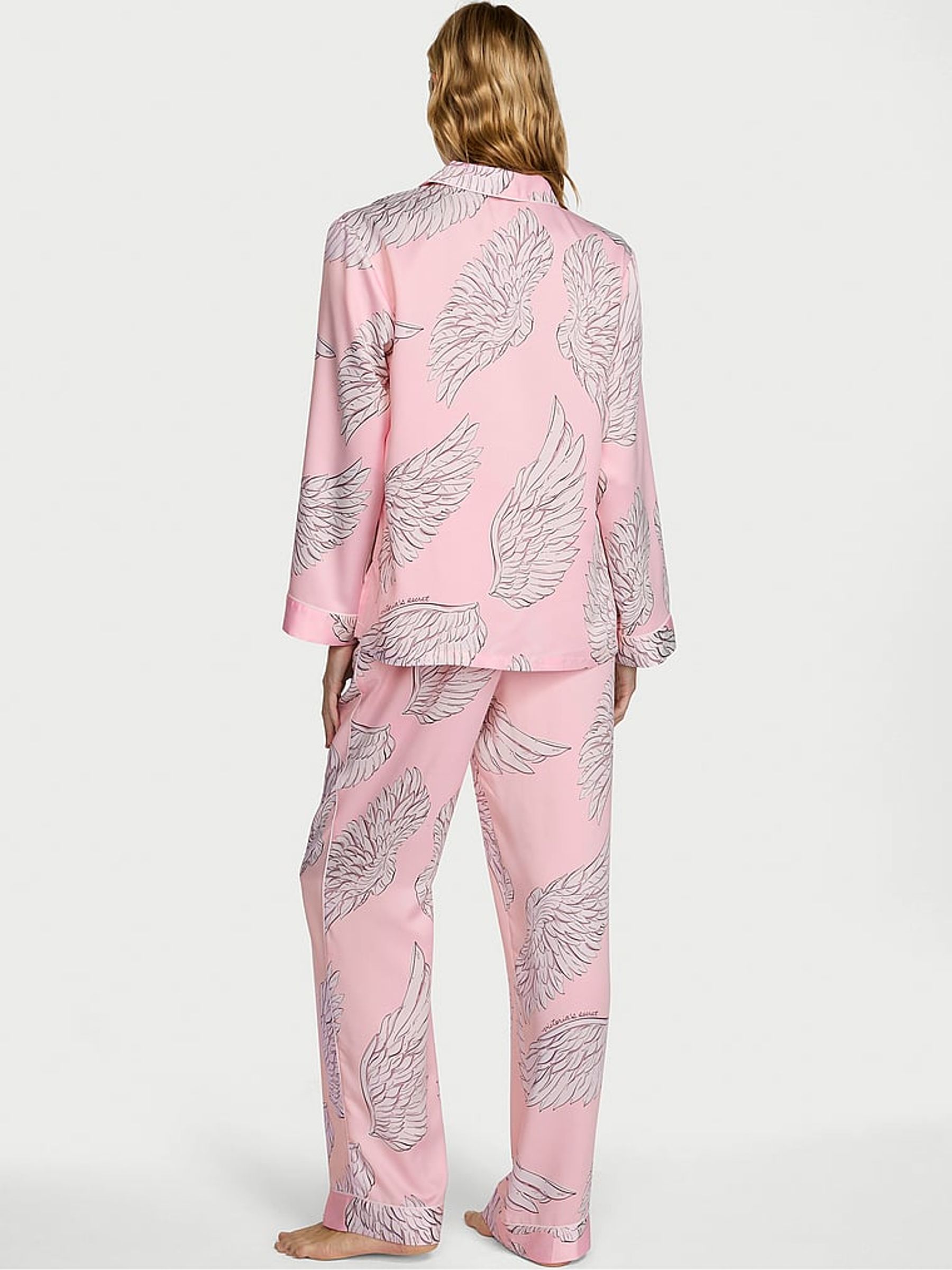 Angel Pink Wings Satin Long Pyjamas Set - Image 3 of 5