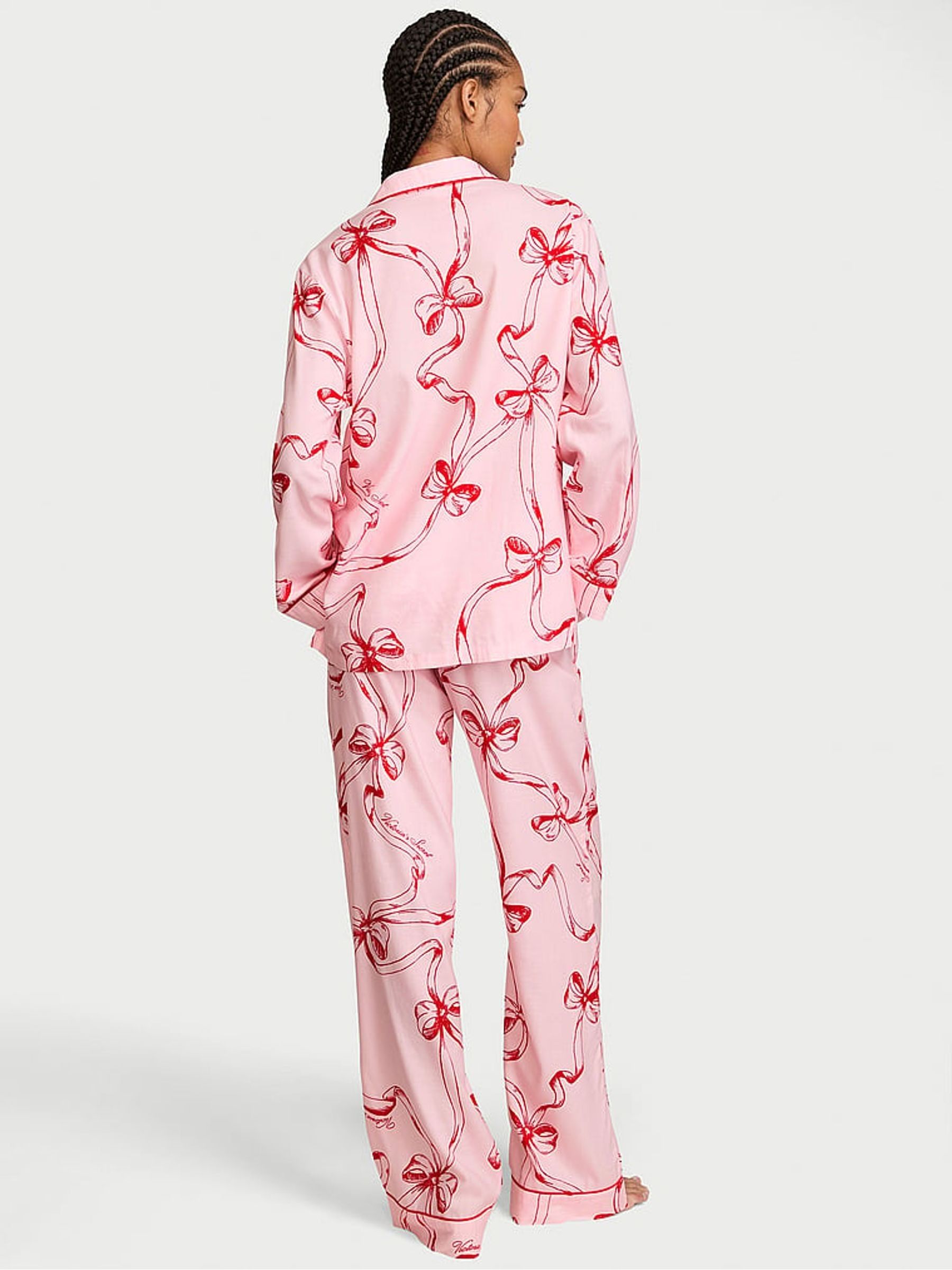 Angel Pink Bows Flannel Long Pyjama Set - Image 3 of 3