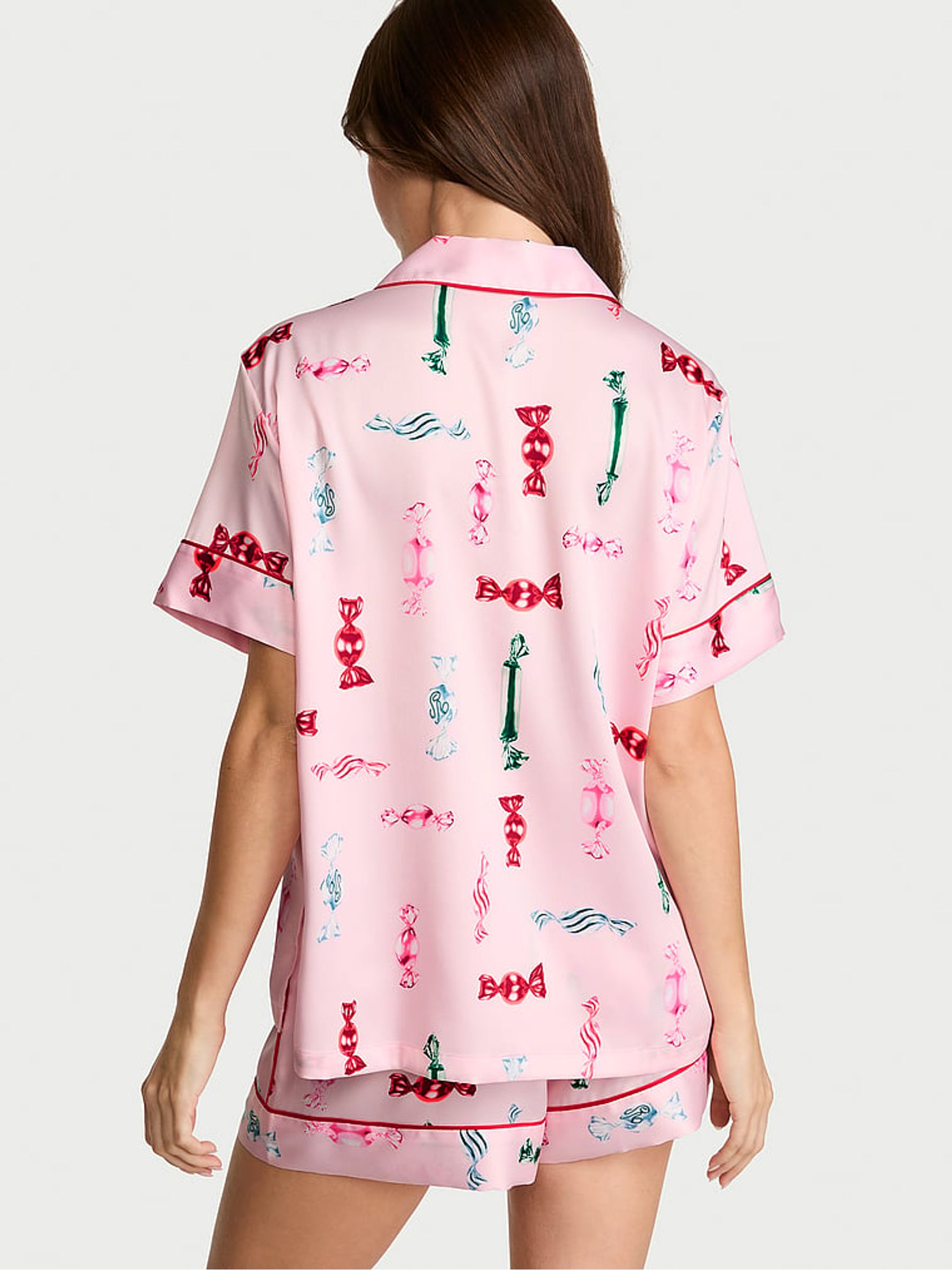 Angel Pink Candies Satin Short Pyjamas Set - Image 2 of 3 Angel Pink Candies Satin Short Pyjamas Set - Image 2 of 3